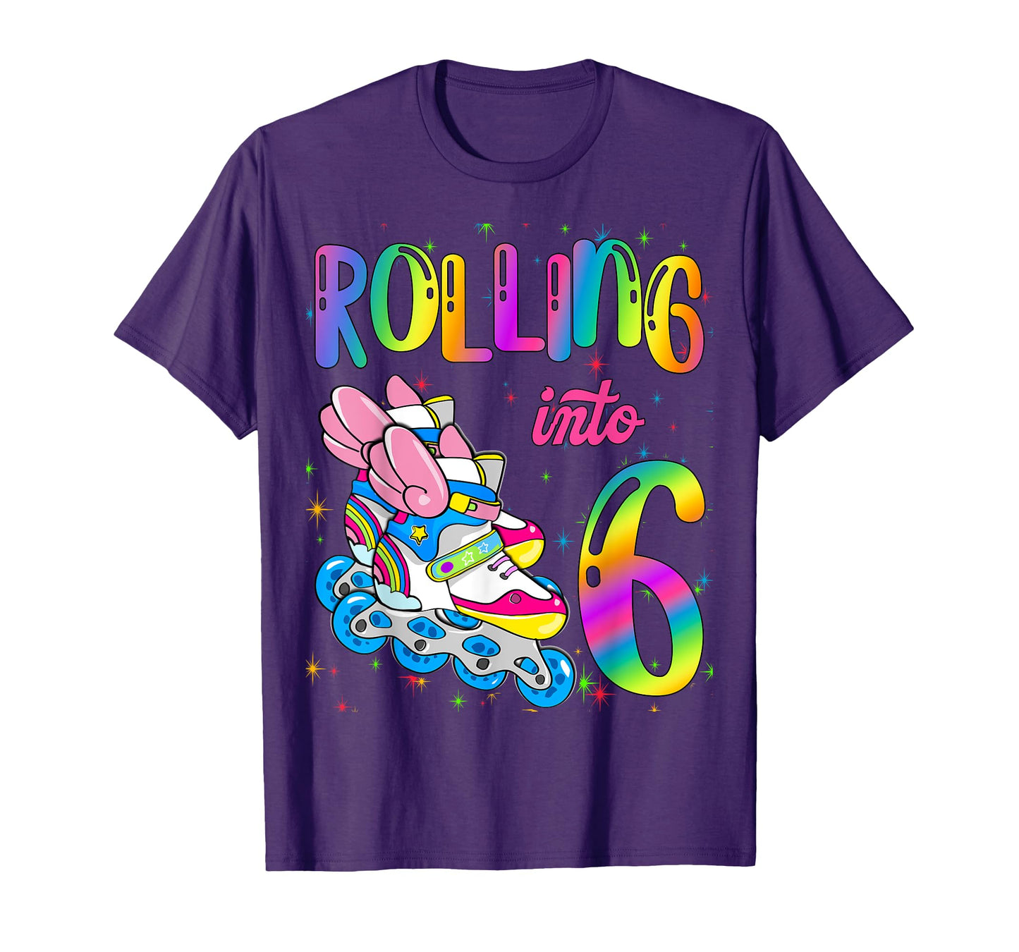 Rolling Into 6 years Let's Roll I'm Turning 6 Roller Skate T-Shirt