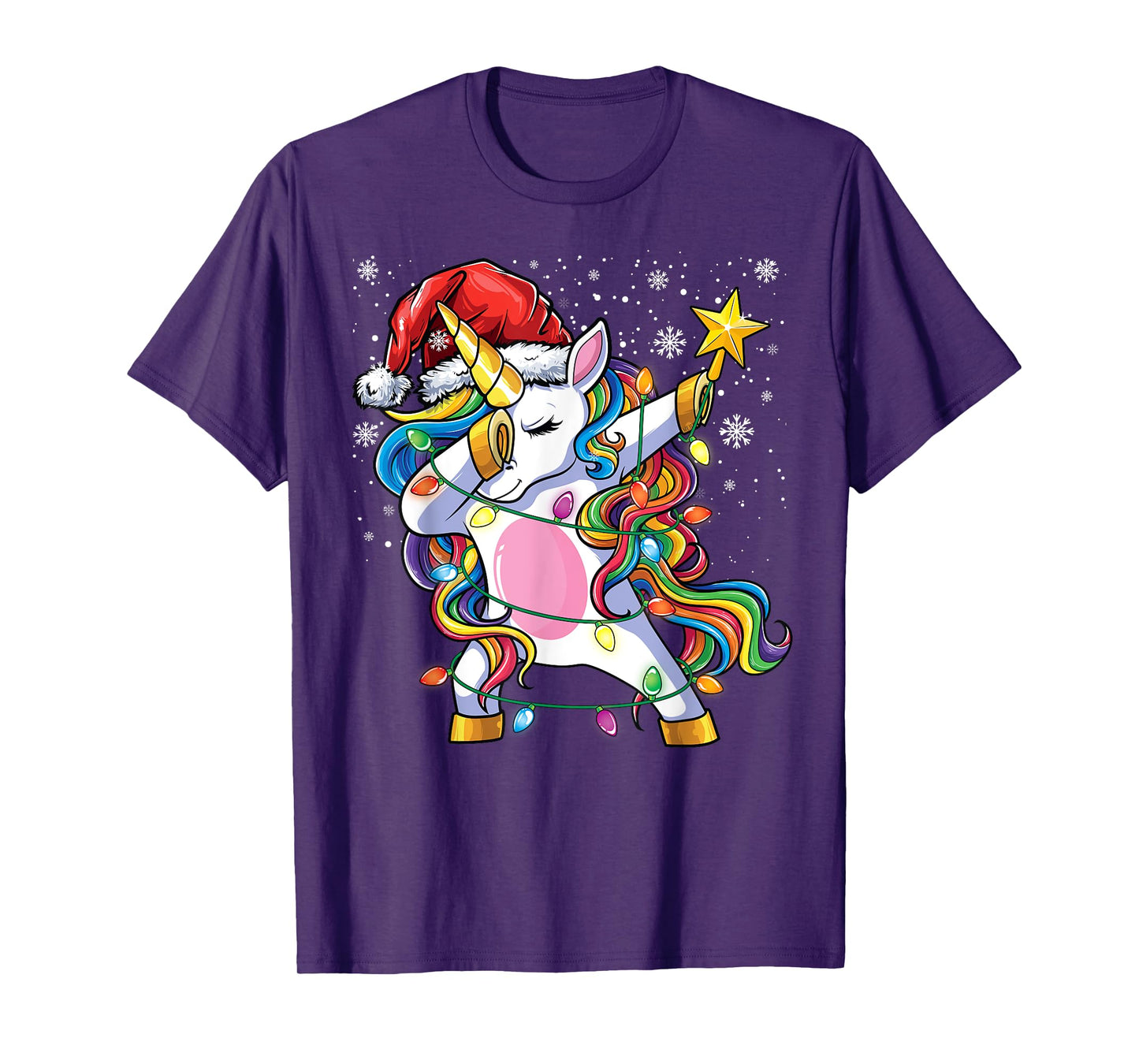 Christmas Unicorn Dab Girls Women Xmas Tree Santa Unicorn T-Shirt