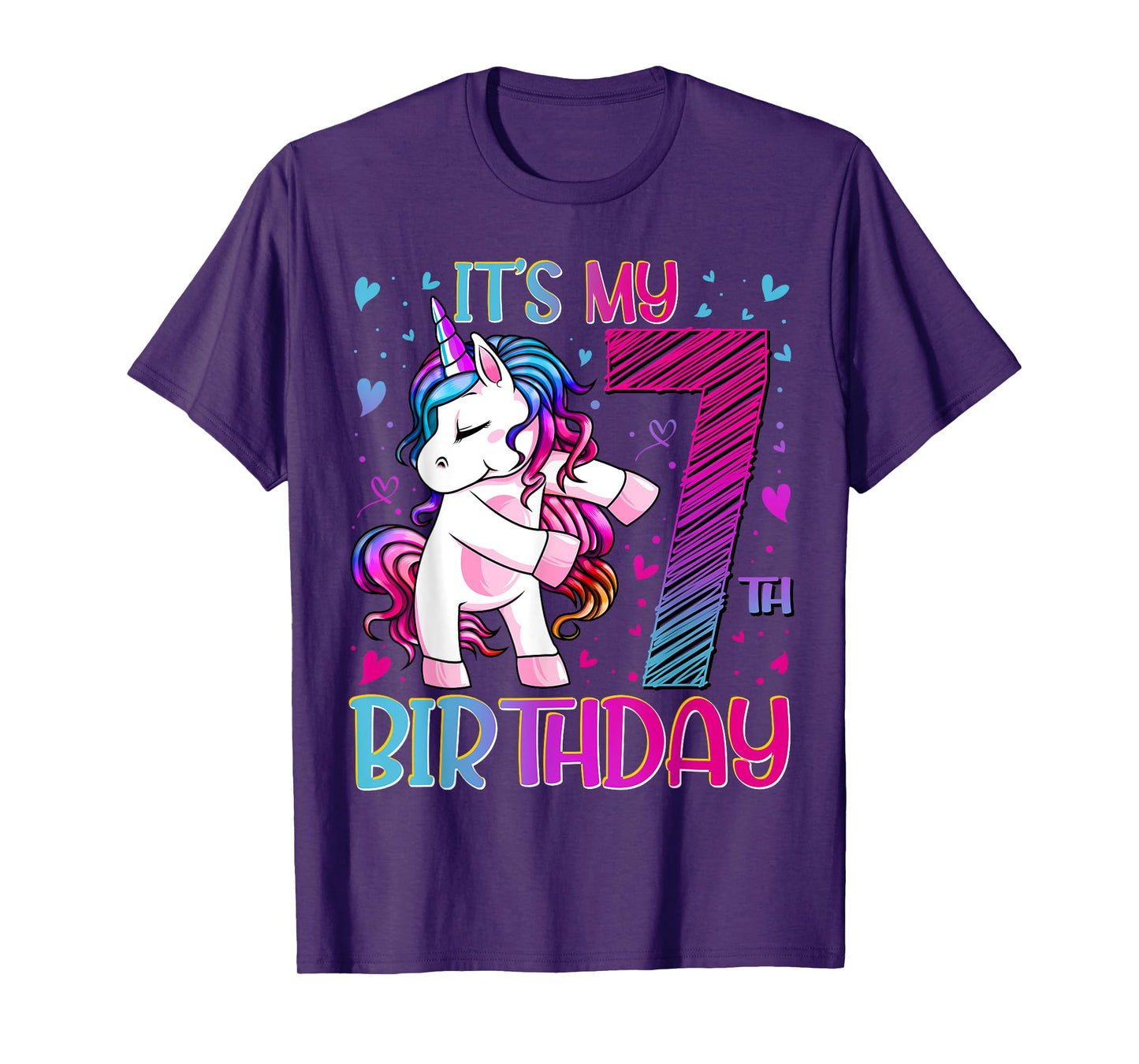7 Year Old Gifts Unicorn Flossing 7th Birthday Girl Party T-Shirt