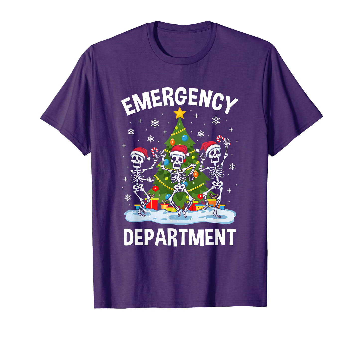 Emergency Department Christmas Holiday Skeleton Nurse Er Ed T-Shirt