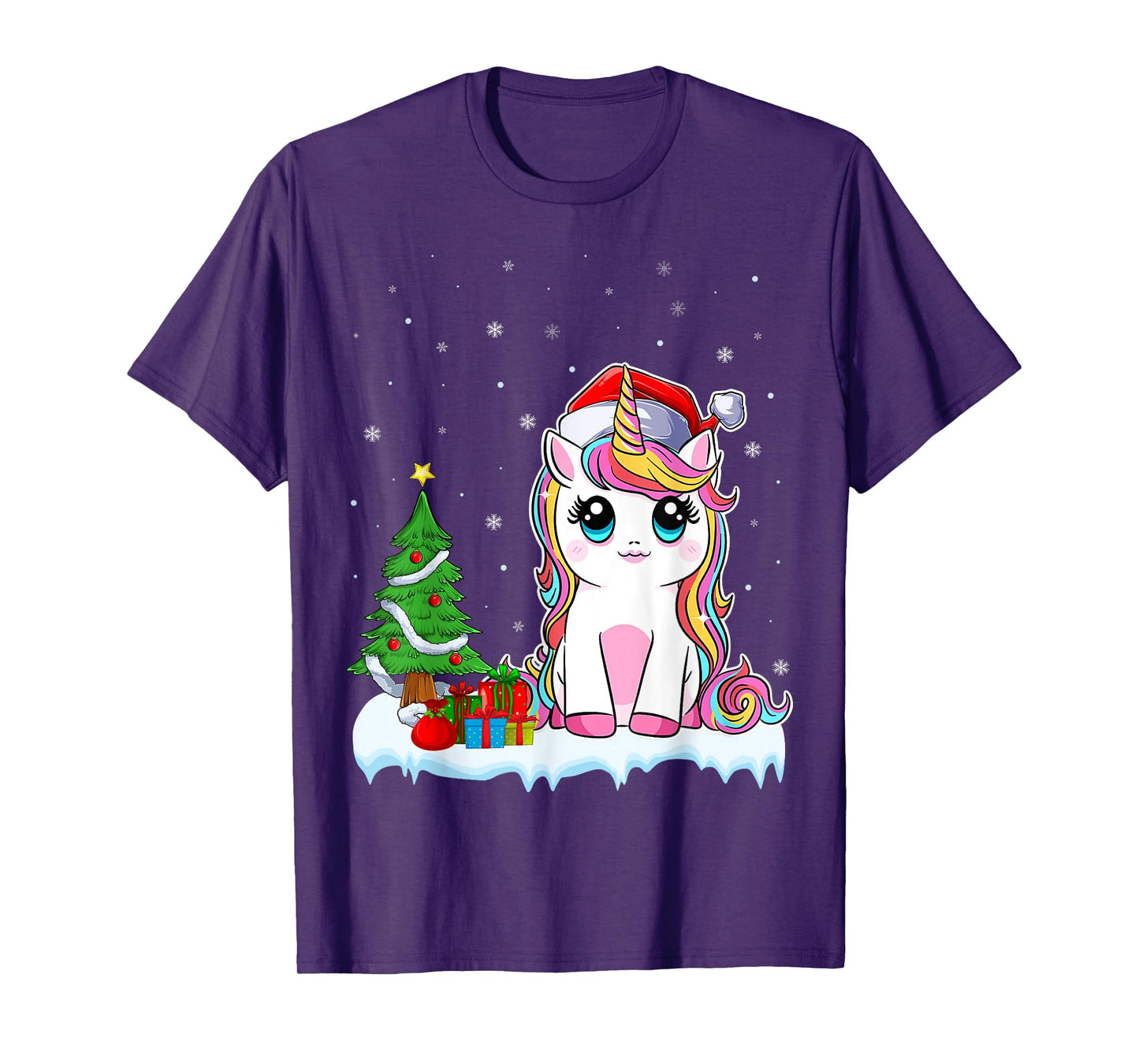 Unicorn Christmas For Girls Kids Santa Unicorn Xmas Tree T-Shirt