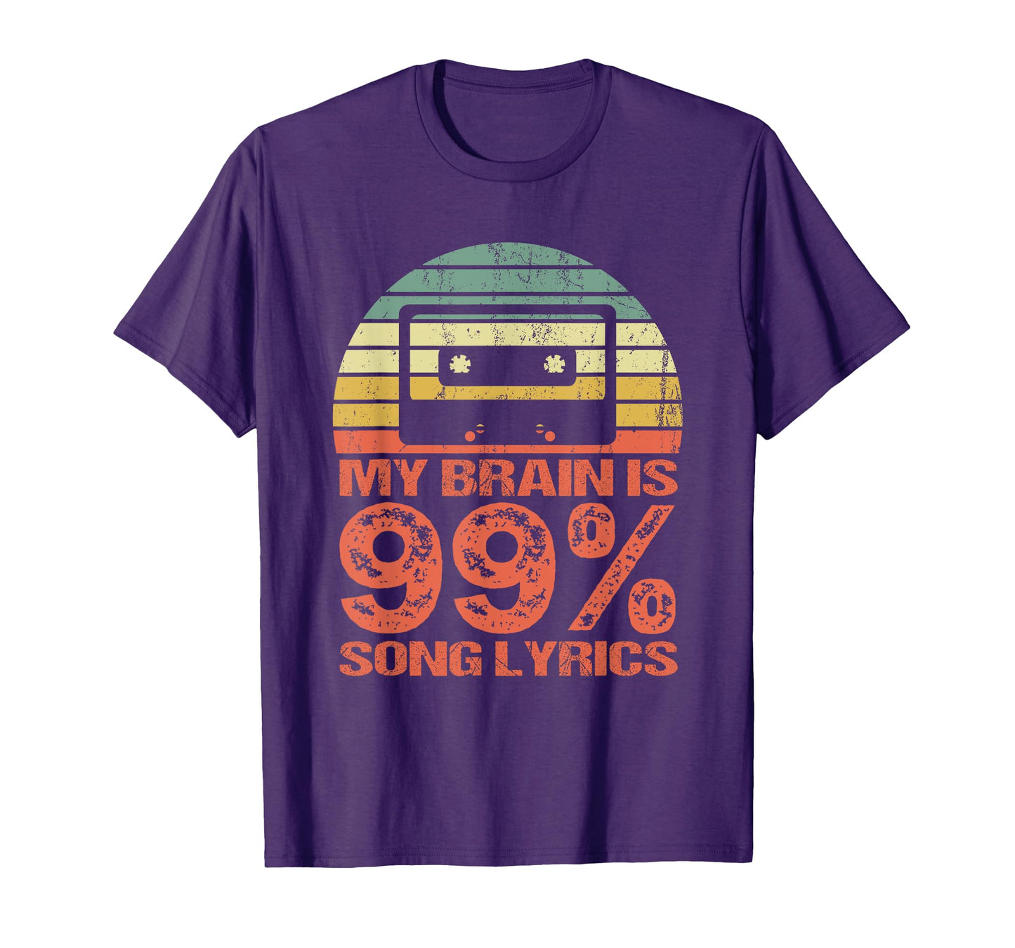 My brain is 99 % Song lyrics - retro vintage T-Shirt
