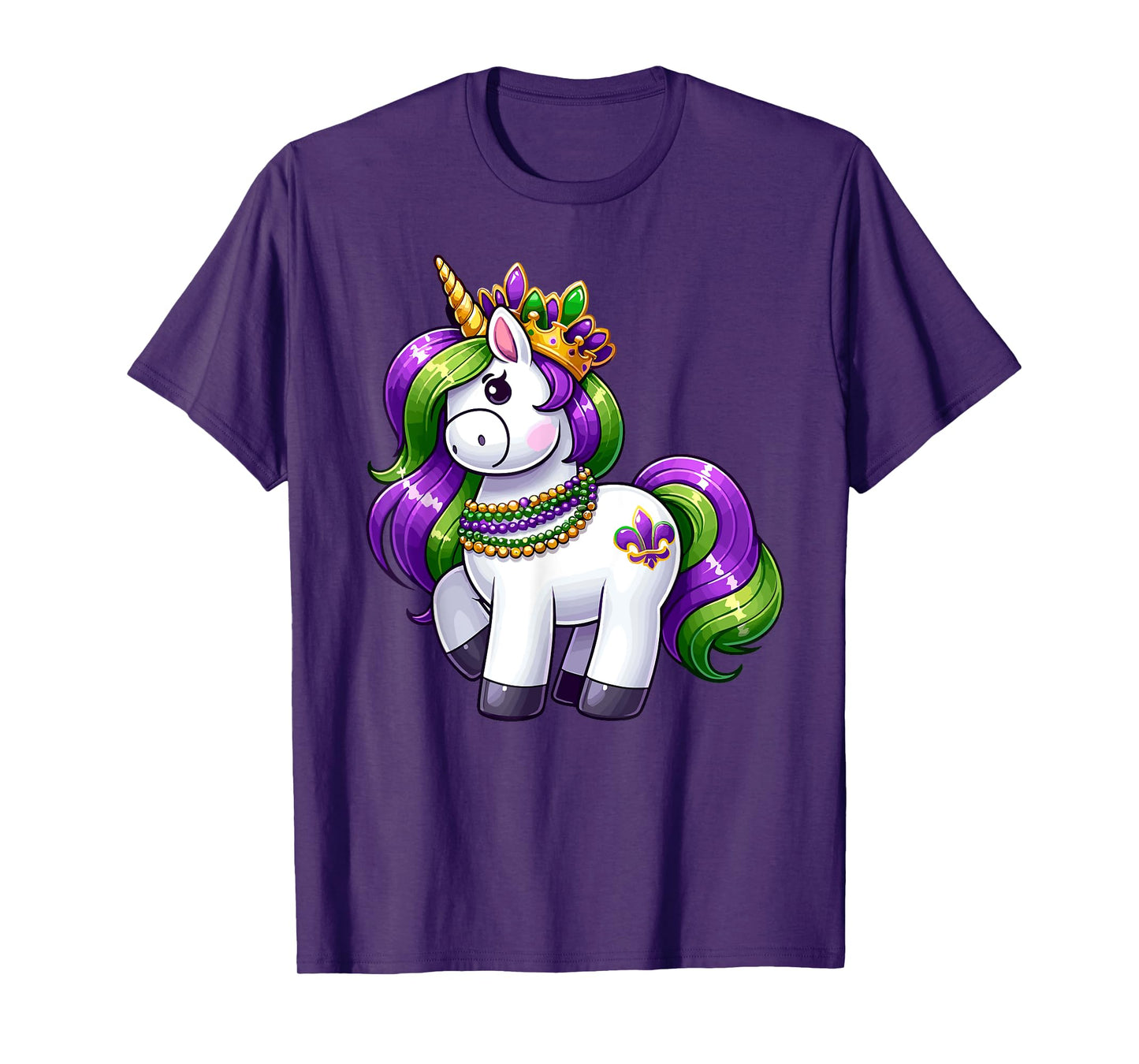 Girl Mardi Gras Princess Unicorn Festive Graphic for Girls T-Shirt