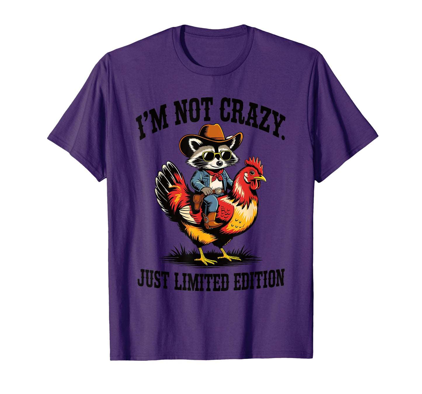 Cowboy Raccoon Riding Chicken Funny Country Humor Vintage T-Shirt