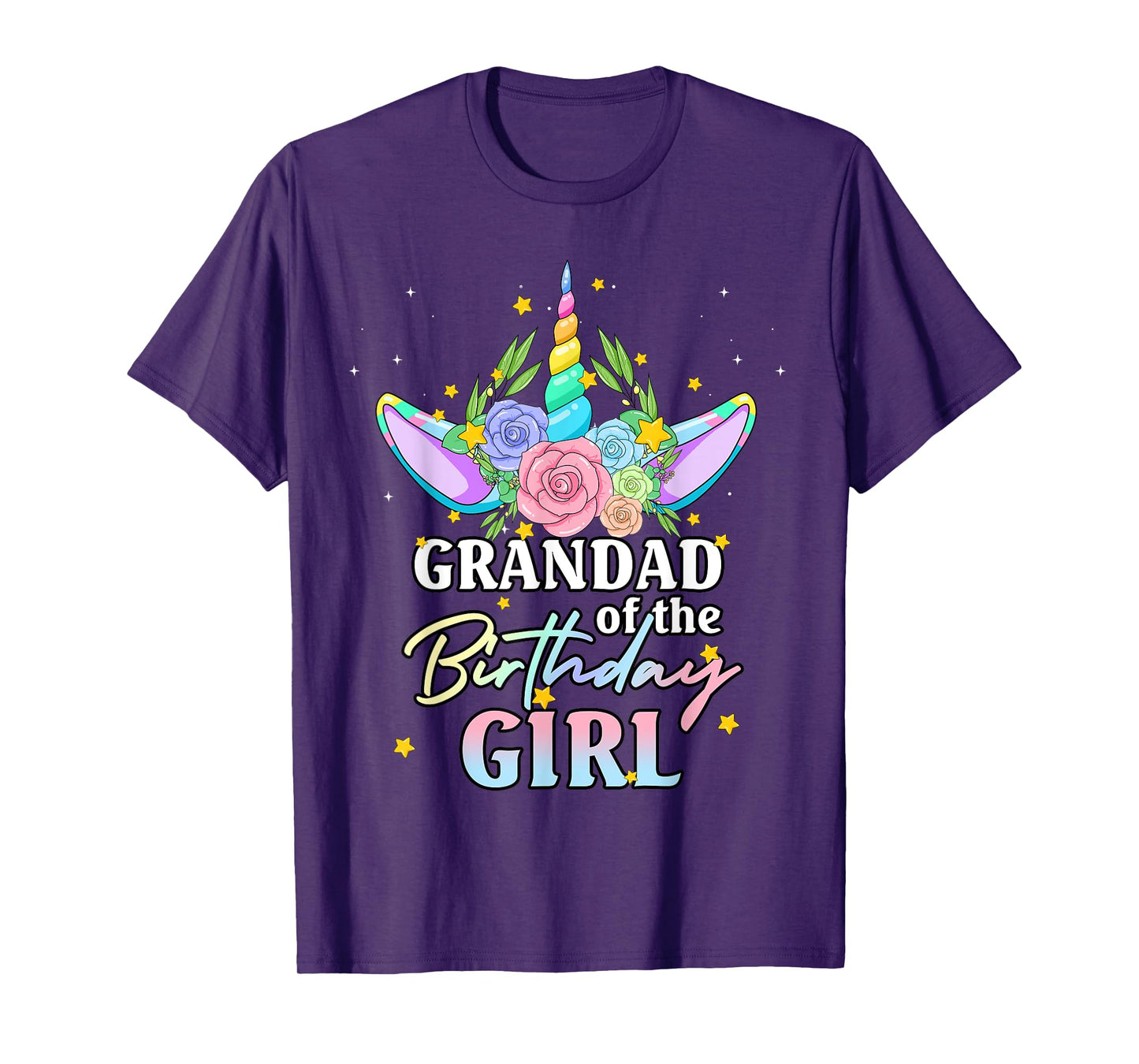 Grandad of the Birthday Girl Unicorn Rainbow Matching Family T-Shirt