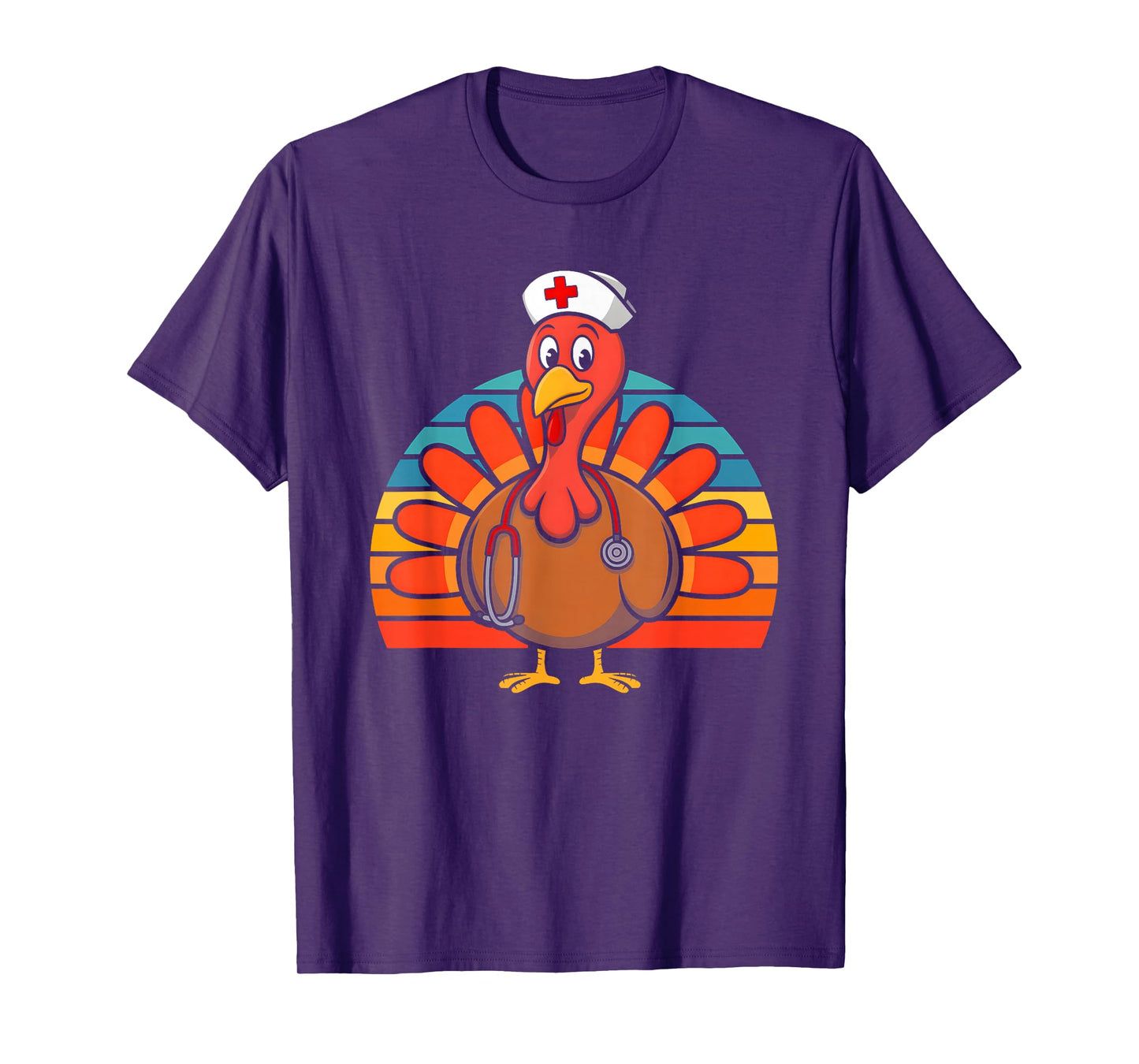 Thanksgiving Fall Autumn Scrub Tops Nursing Turkey Nurse T-Shirt