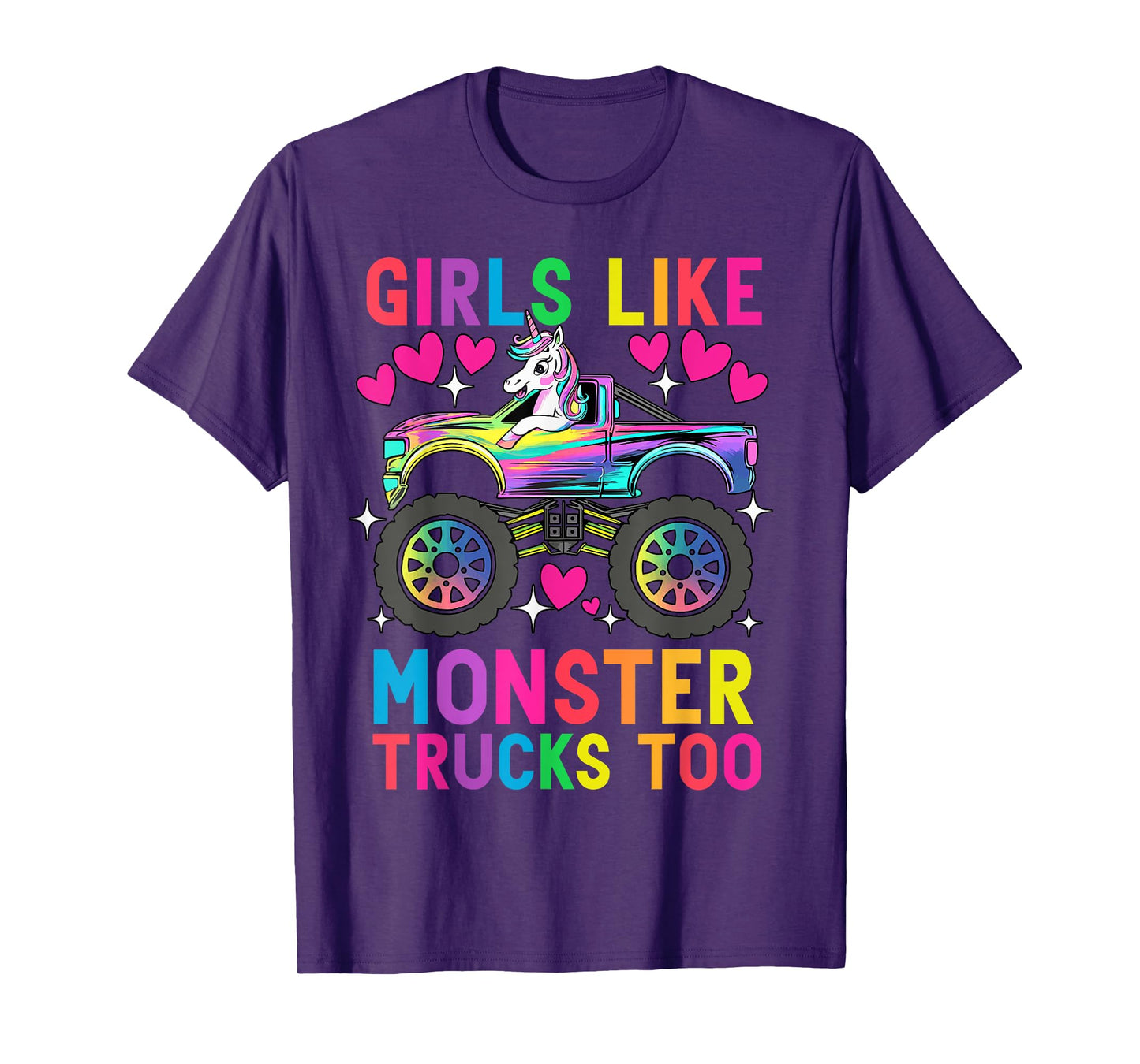 Girls Like Monster Trucks Too Funny Unicorn Monster Truck T-Shirt