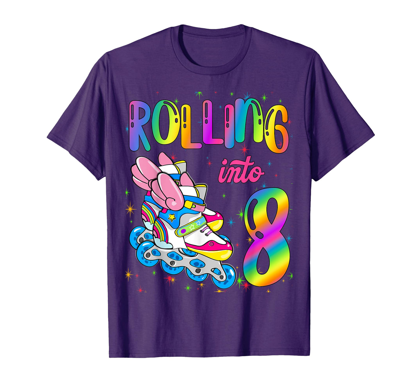 Rolling Into 8 years Let's Roll I'm Turning 8 Roller Skate T-Shirt