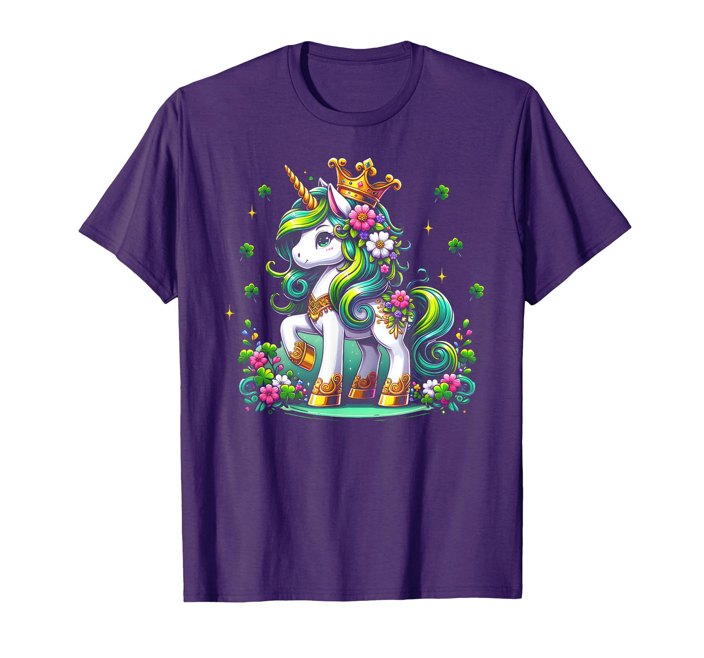 Cute Unicorn Shamrock St Patricks Day Girls Kids Lepricorn T-Shirt