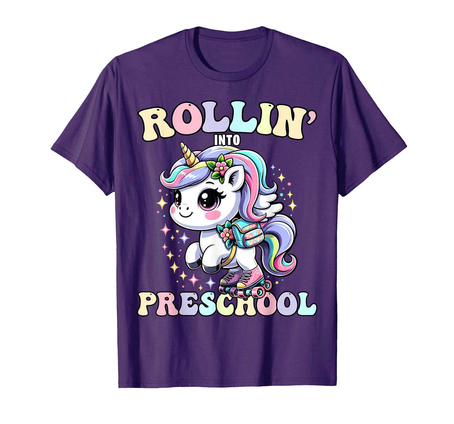 Preschool Back To School First Day Girls PreK Rollin Unicorn T-Shirt