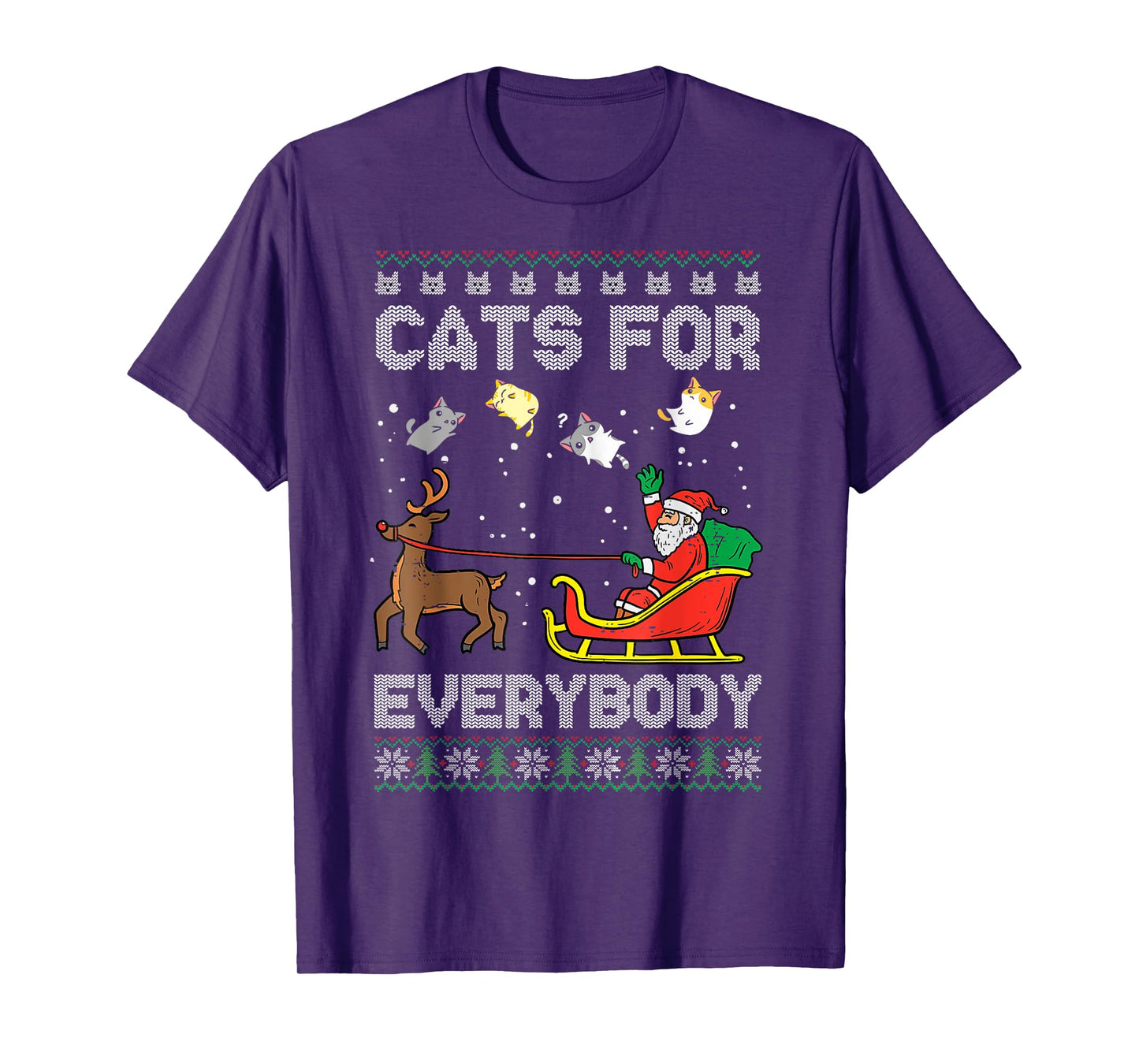 Santa Cats For Everybody Christmas Cat Pajamas Women Men T-Shirt