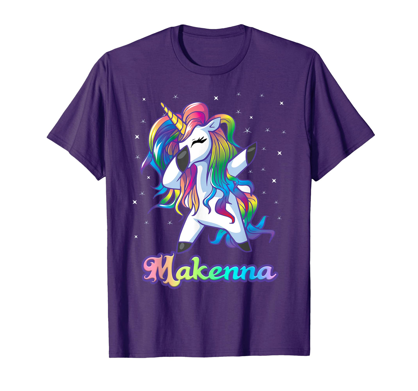 MAKENNA Name Personalized Custom Rainbow Unicorn Dabbing T-Shirt