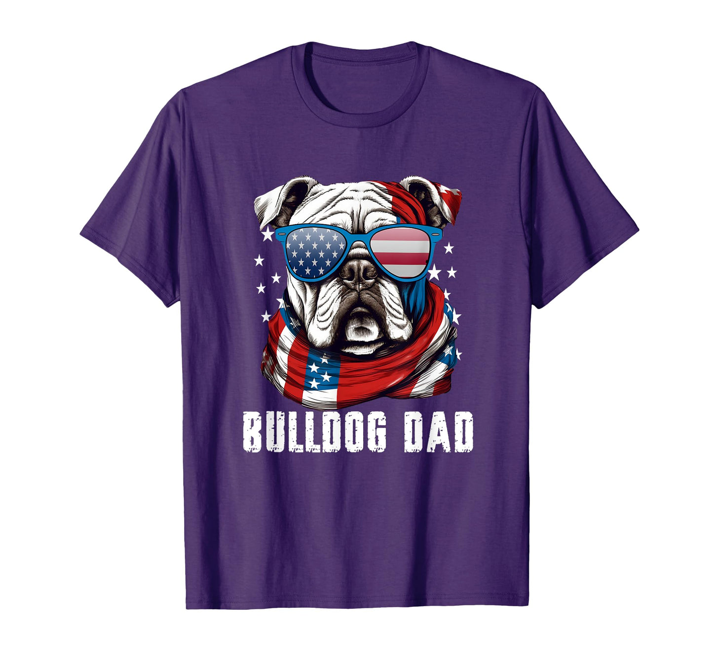 American Bulldog Dad USA Flag 4th of July Dog Father T-Shirt