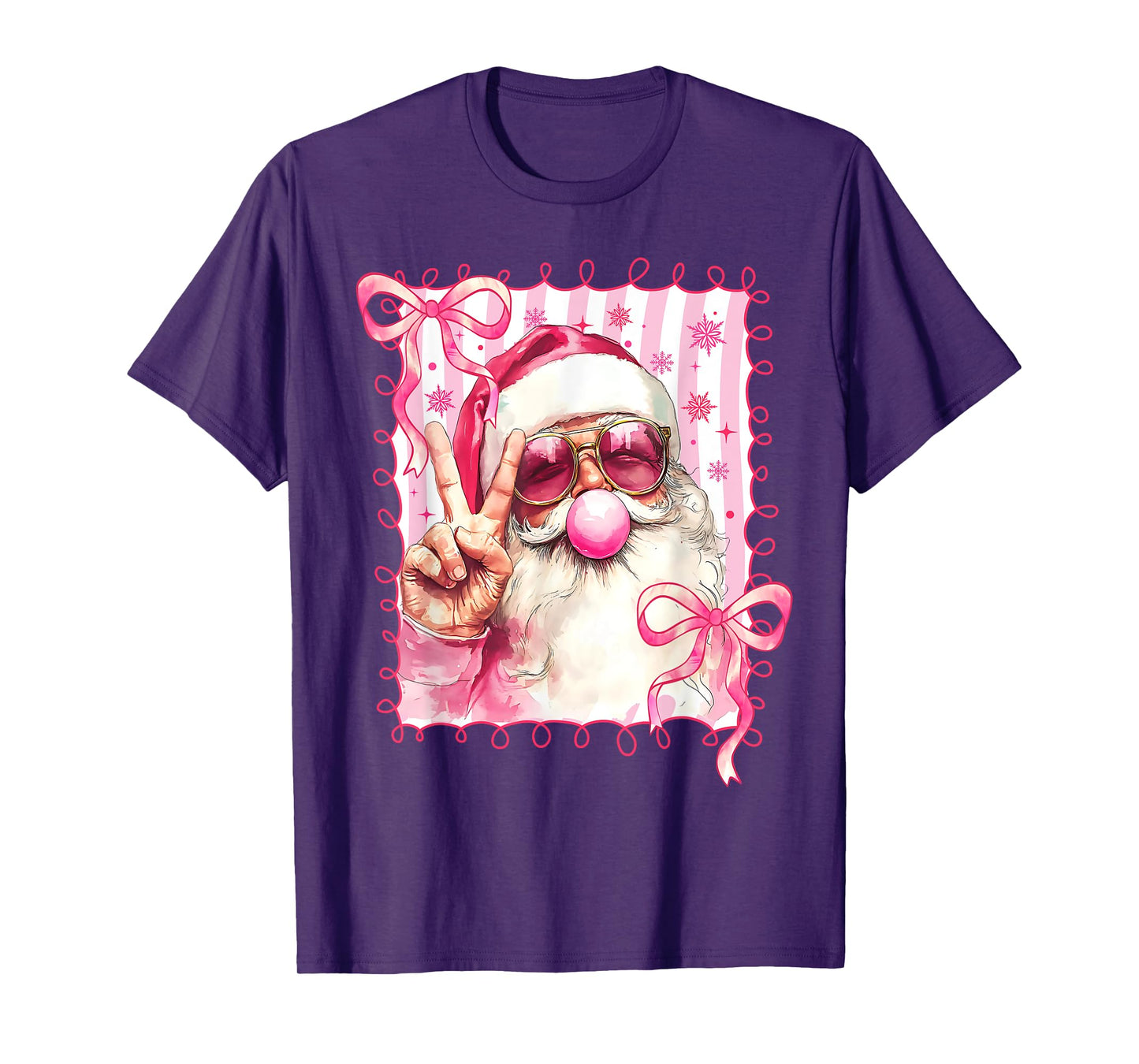 Santa Claus Sunglasses Coquette Bow Christmas Xmas Holiday T-Shirt
