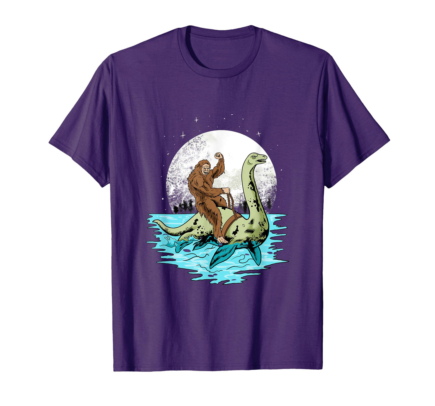 Bigfoot Sasquatch Riding The Hole Ness Monster Funny T-Shirt