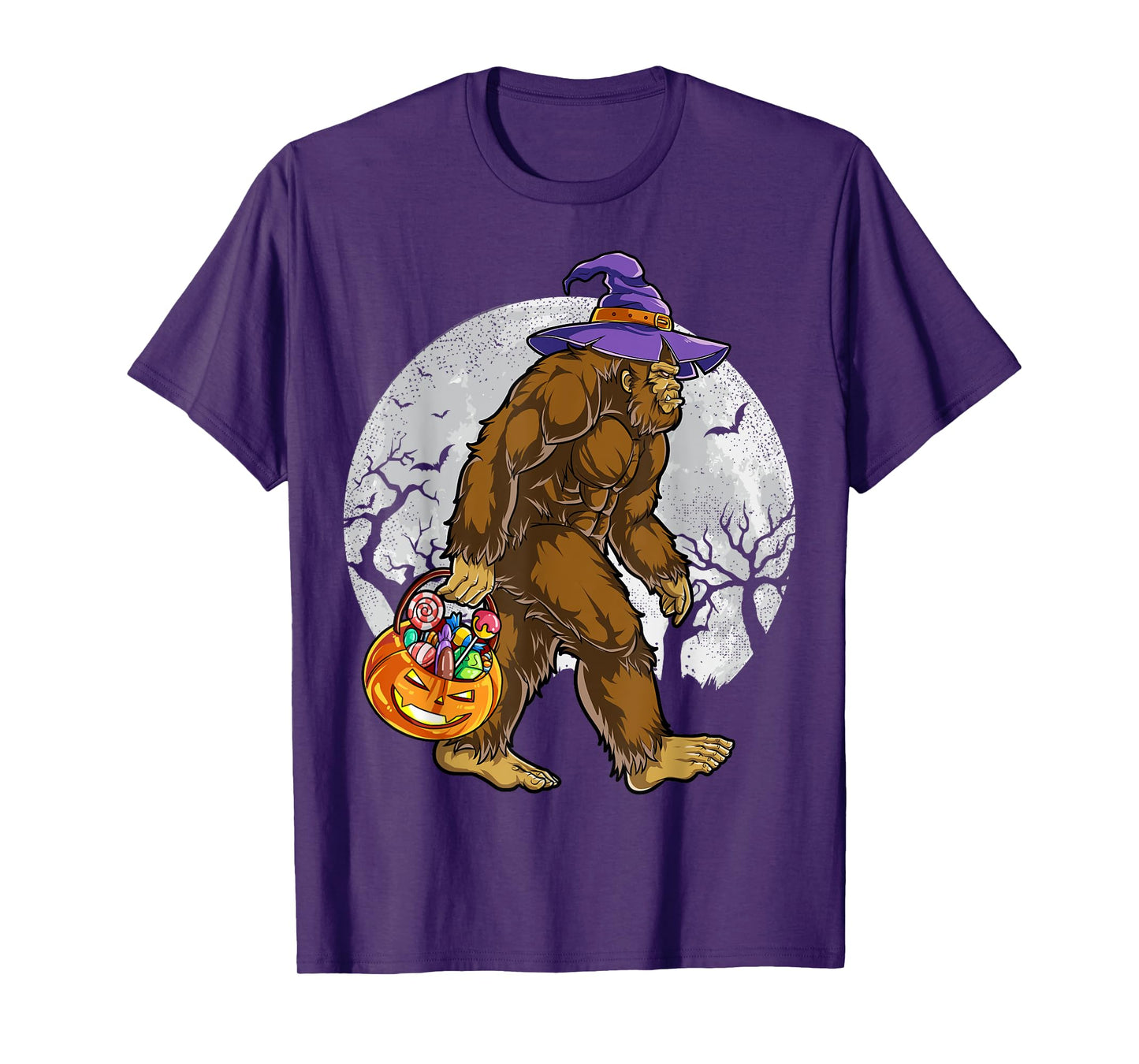 Bigfoot Witch Pumpkin Halloween Girls Women Sasquatch Lovers T-Shirt