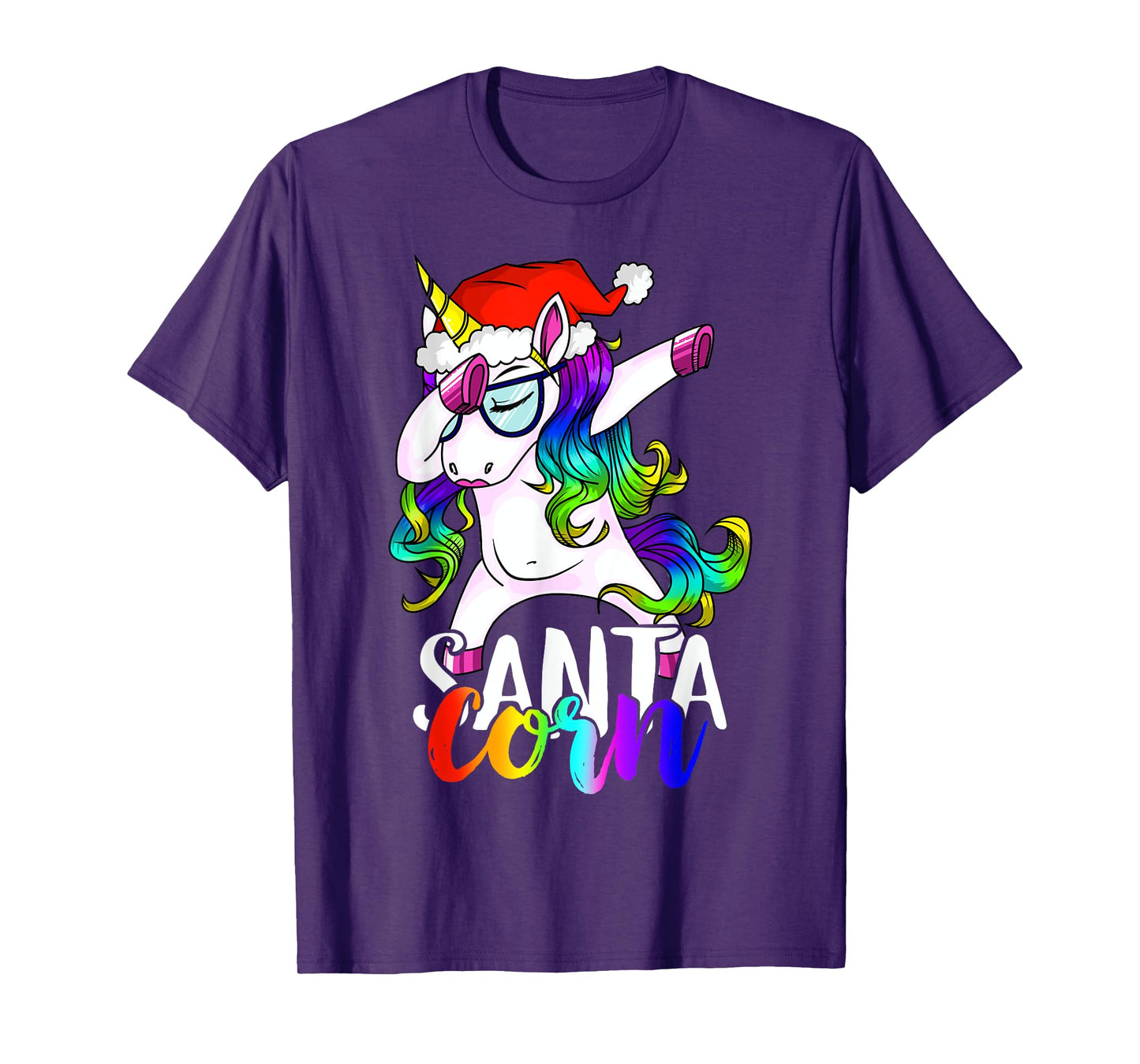 Santacorn Dabbing Unicorn Boys Girls Women Xmas Pajamas Tee T-Shirt