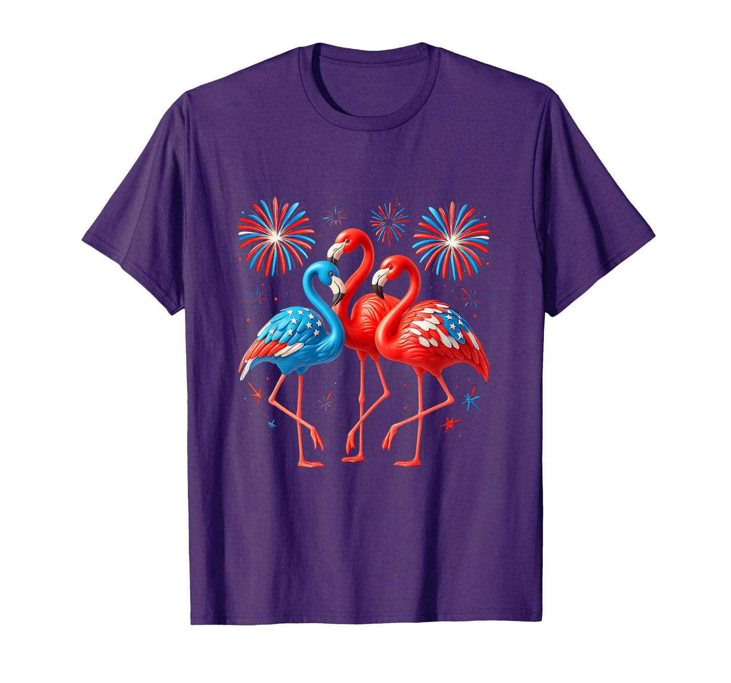 Independence Day American Flag Flamingo Firework 4Th Of July T-Shirt