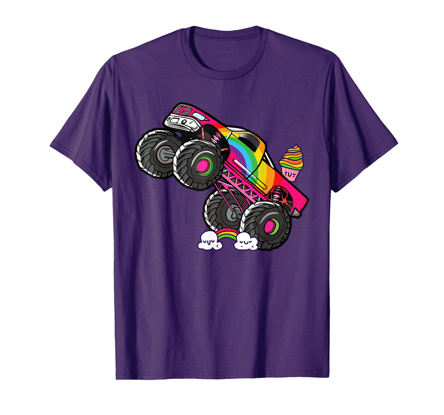 Girls Monster Truck Pink Rainbow Monster Truck Girl Women T-Shirt