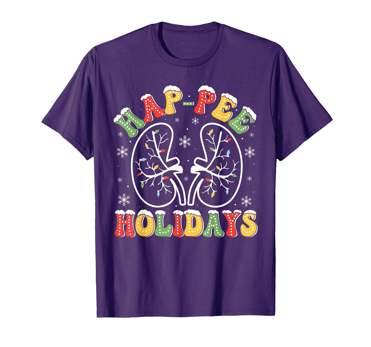 Hap-pee Holidays Groovy Dialysis Nurse Christmas Xmas Vibes Unisex-Adults T-Shirt