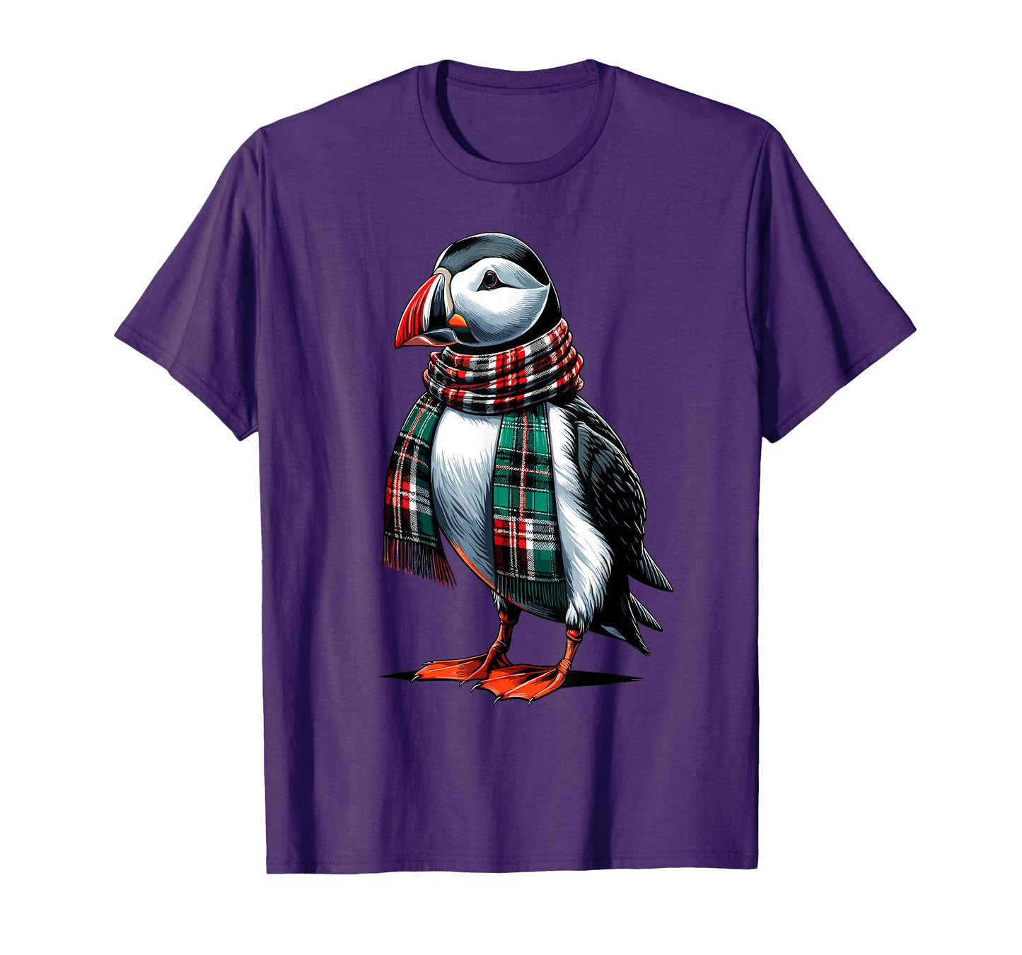 Puffin | Puffin Bird With Scarf & Cute Puffin T-Shirt, Small, Black