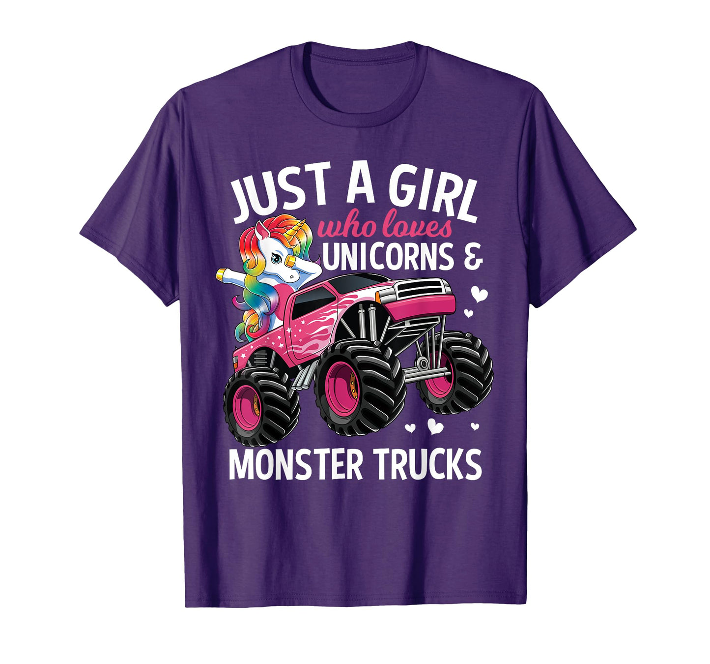 Just A Girl Who Loves Unicorns And Monster Trucks Girls Kids T-Shirt