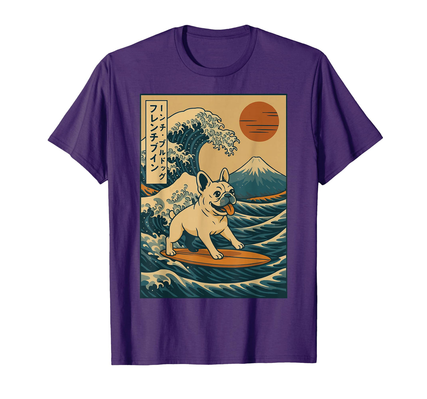 French Bulldog Surfing Japanese T-Shirt