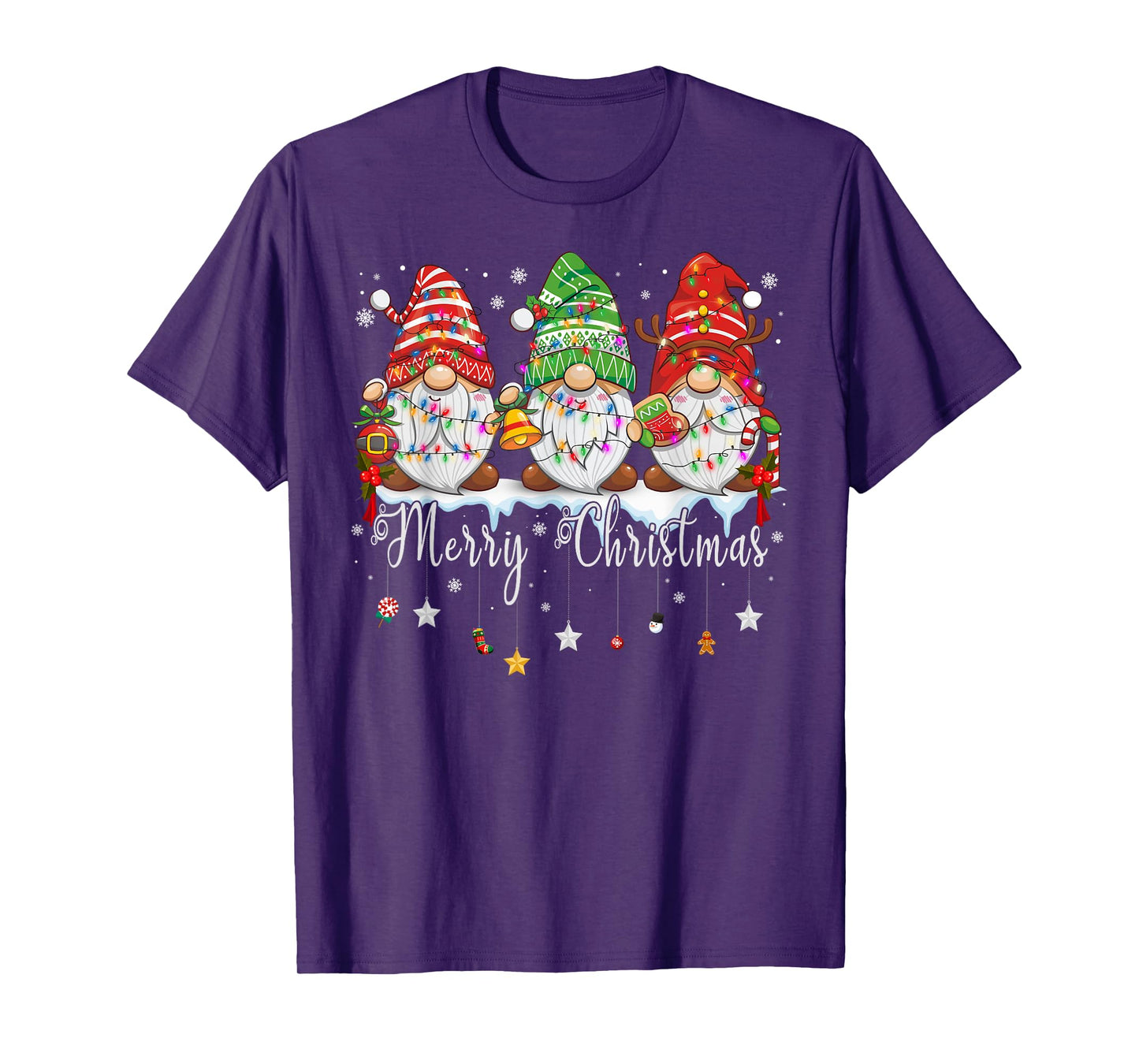 Cute Gnomes Merry Christmas Light Family Gnome Xmas Matching T-Shirt
