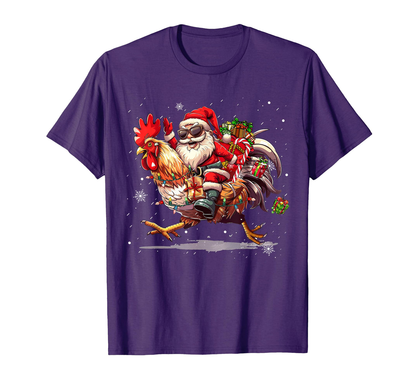 Merry Christmas 2025 Funny Santa Riding Chicken Christmas T-Shirt