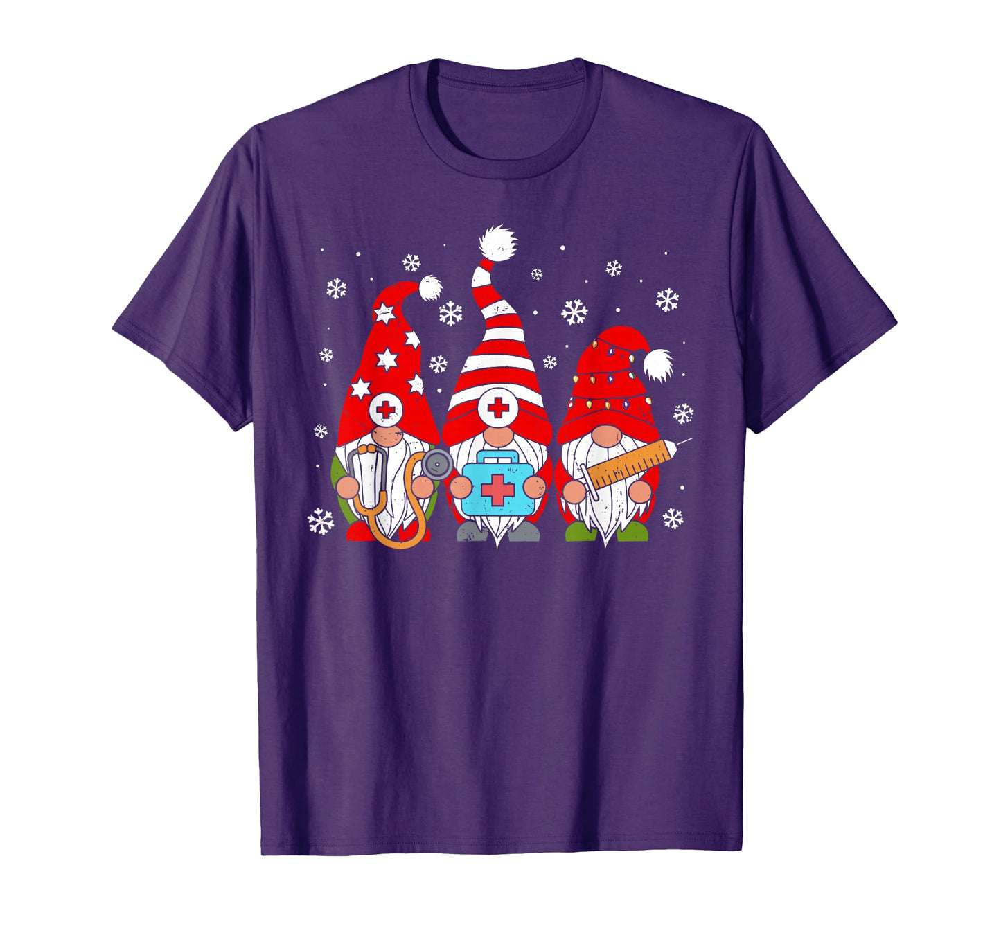 Nurse Christmas Gnomes Xmas Scrub Top ER Rn Nursing Gnomies T-Shirt