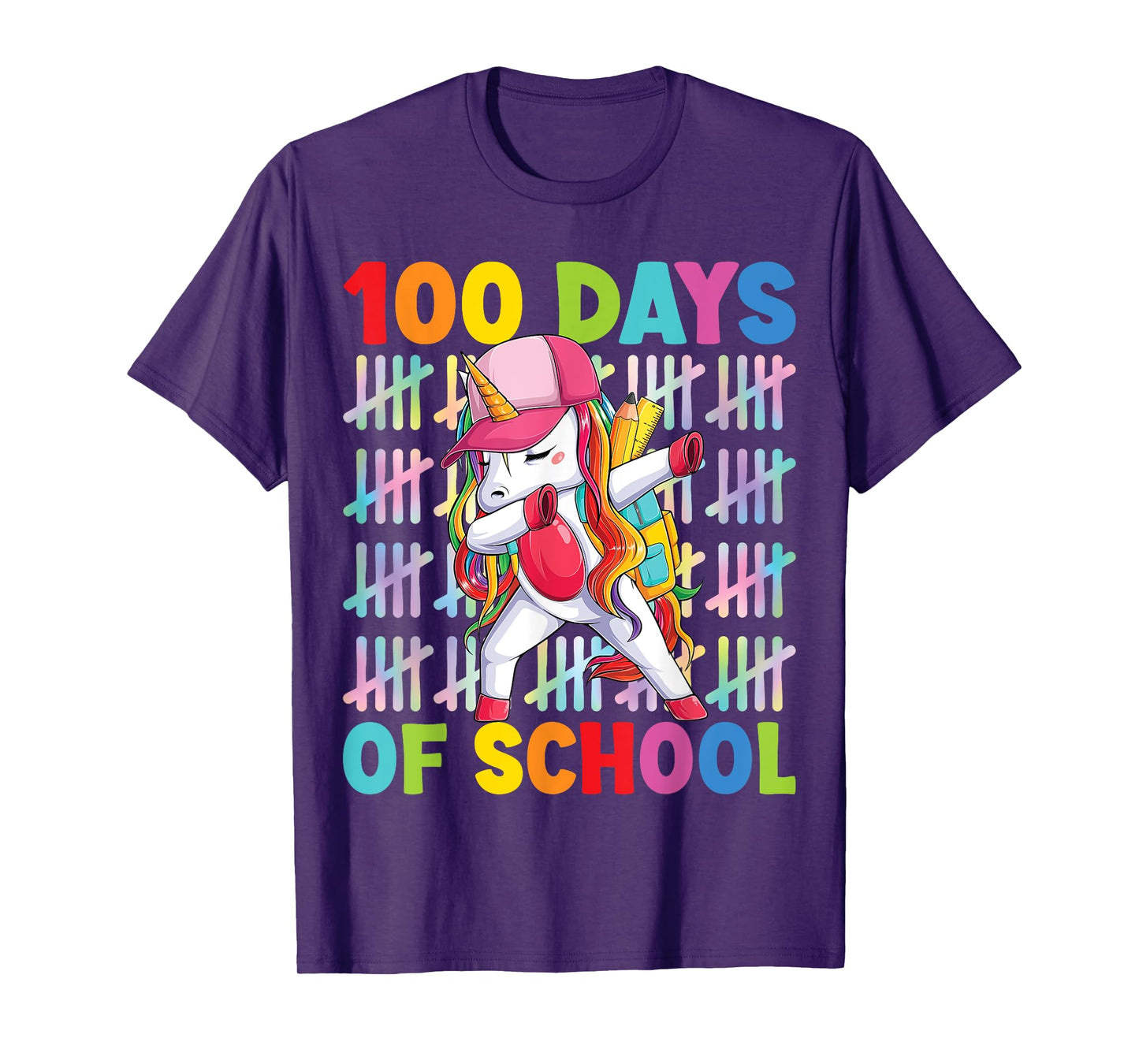 100 Days Of School Unicorn Dabbing Kids Girl T-Shirt