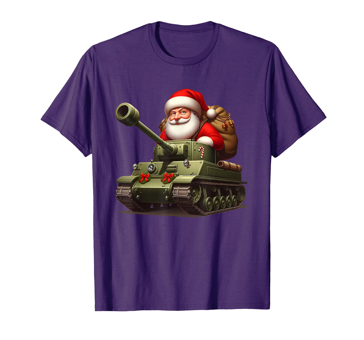 Christmas Santa On A Military Tank, Xmas Tank T-Shirt