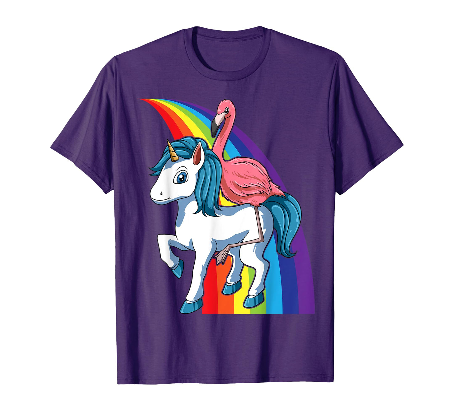 Flamingo Riding Unicorn Rainbow Flamingo Lovers Unicorn T-Shirt