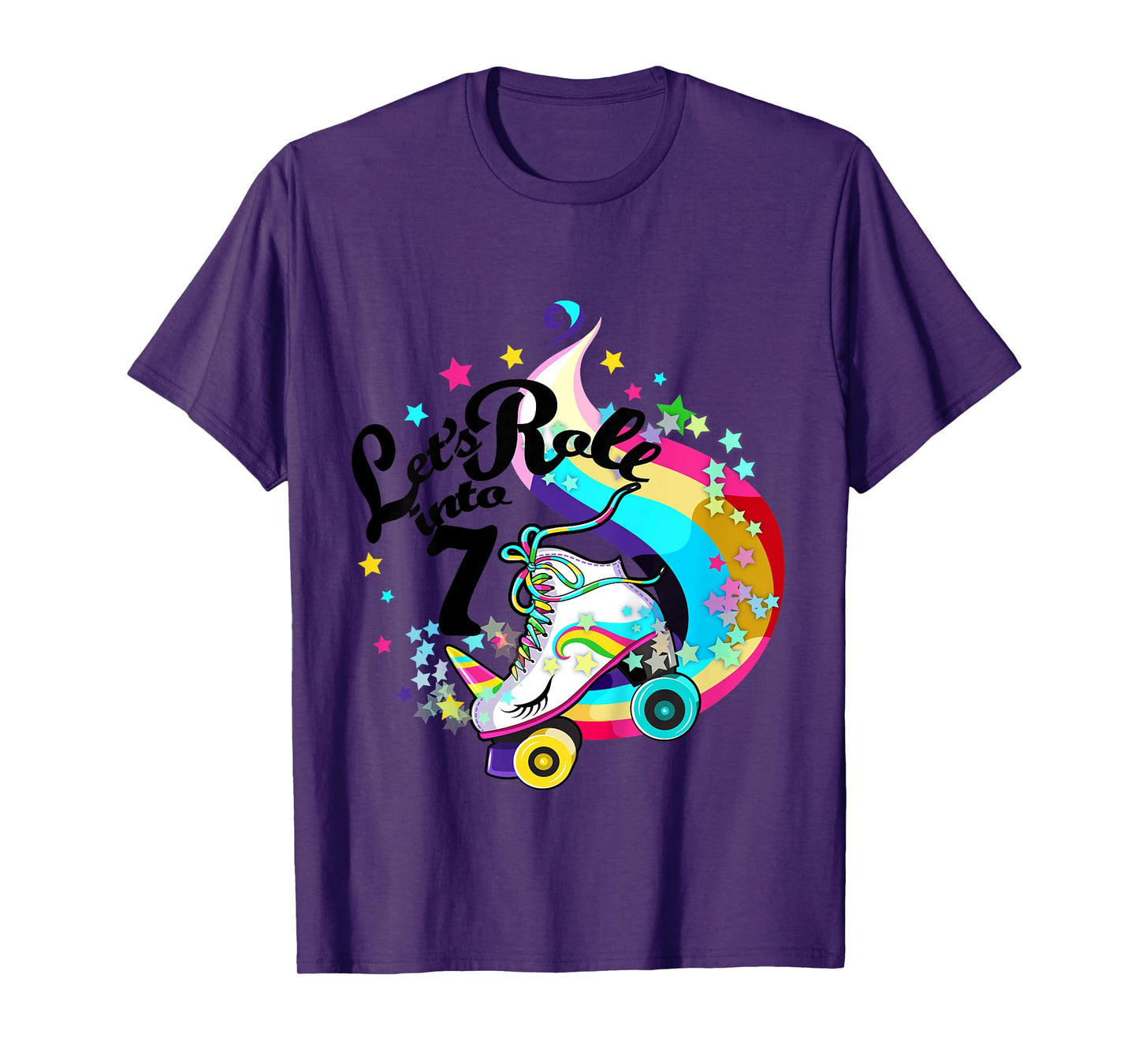 7 Year Old Birthday Shirt Girl Roller Skate Unicorn Outfit T-Shirt