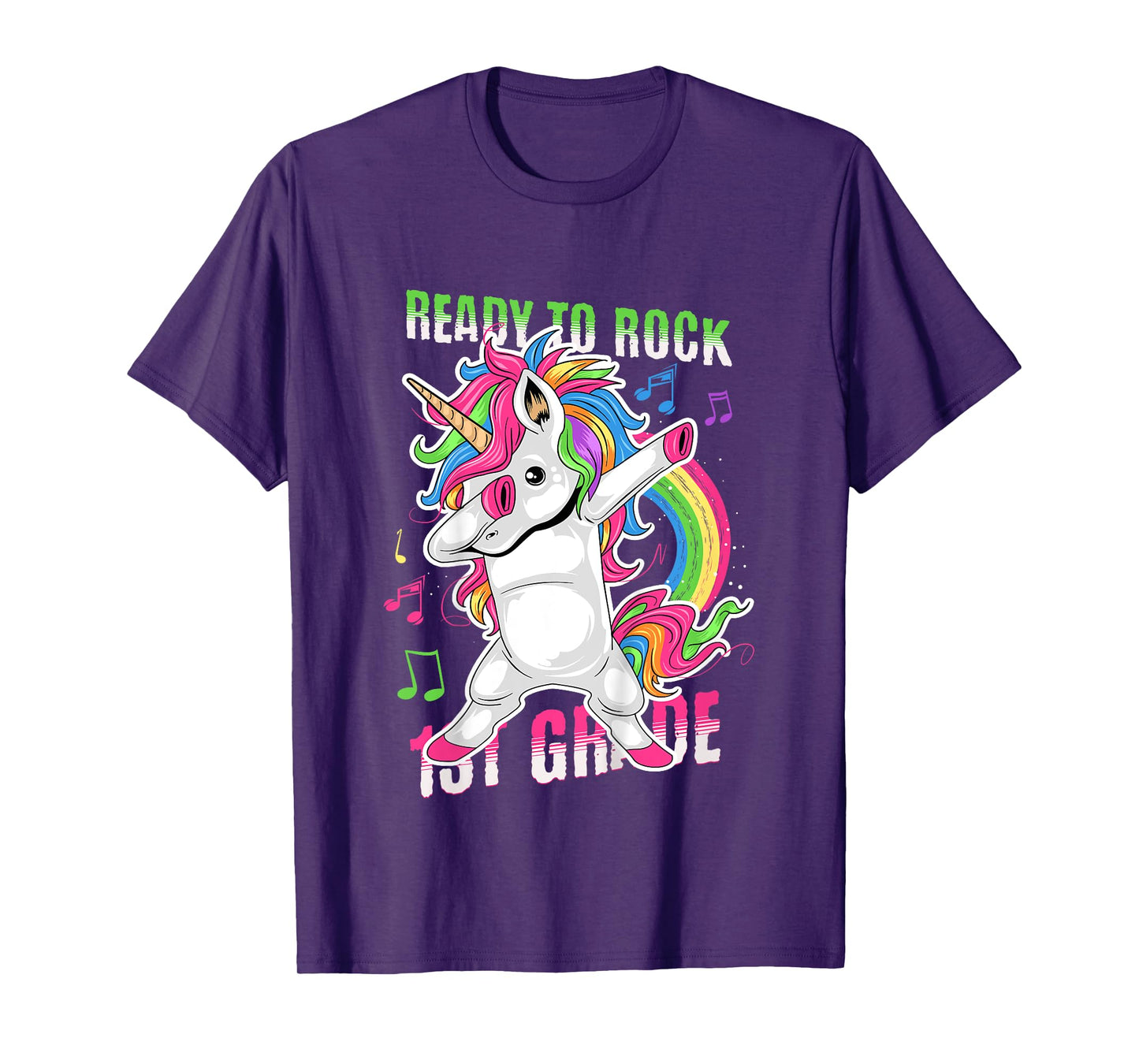Kids Cute Girls Unicorn Ready To Rock 1st Grade Graphic T-Shirt