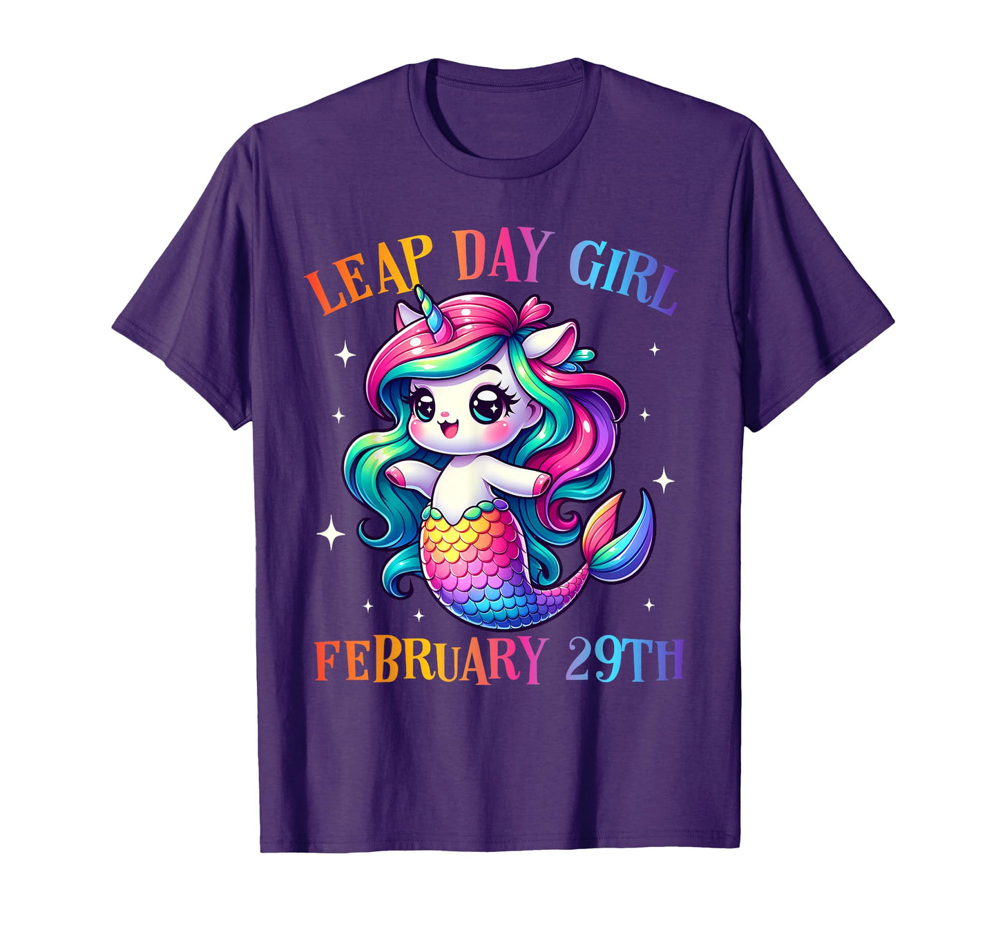 Leap Year Girl Mermicorn Leap Day Feb 29 Birthday Girls T-Shirt