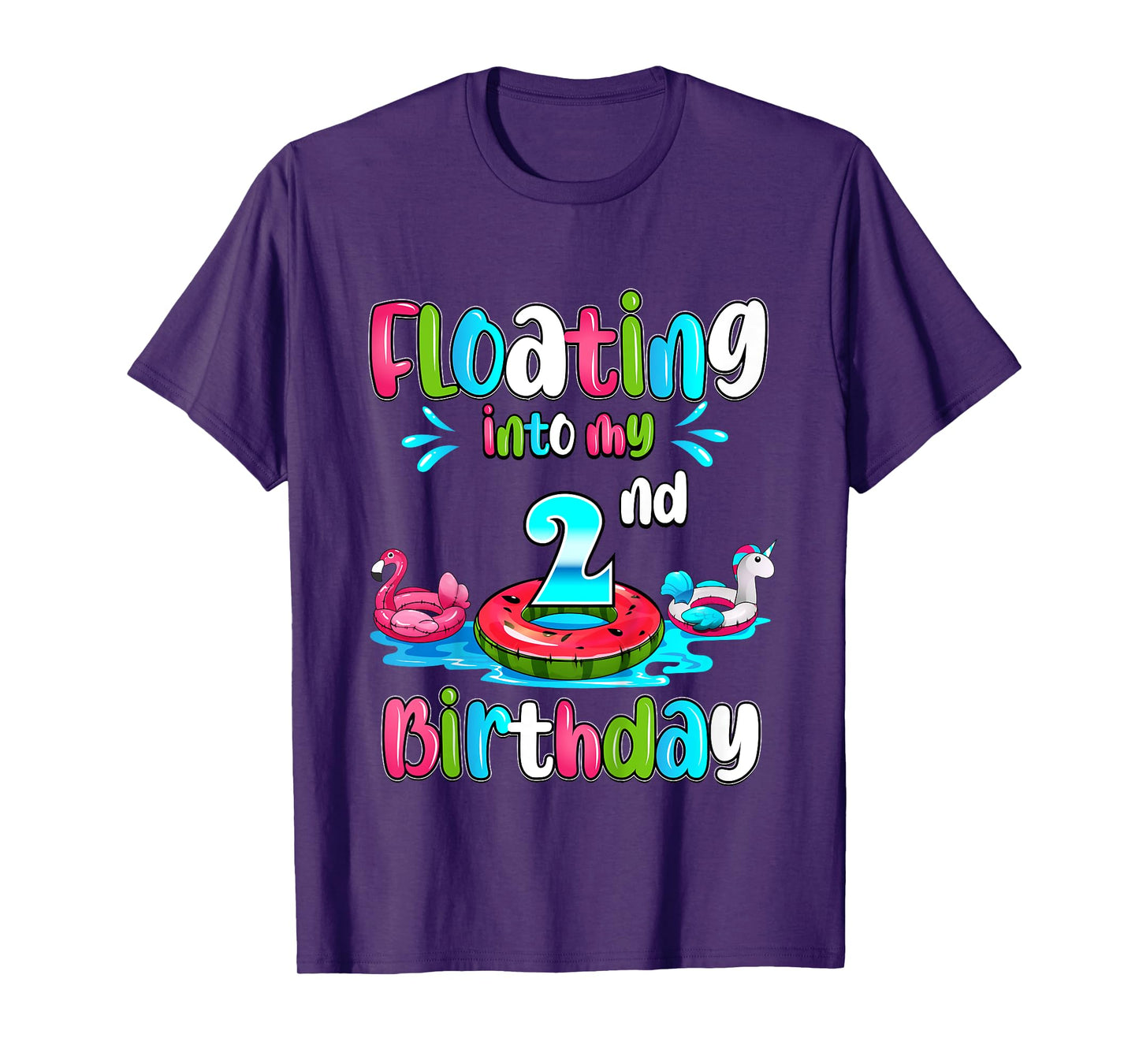 Floating Into My 2nd Birthday Pool Party Float 2 Years Old T-Shirt