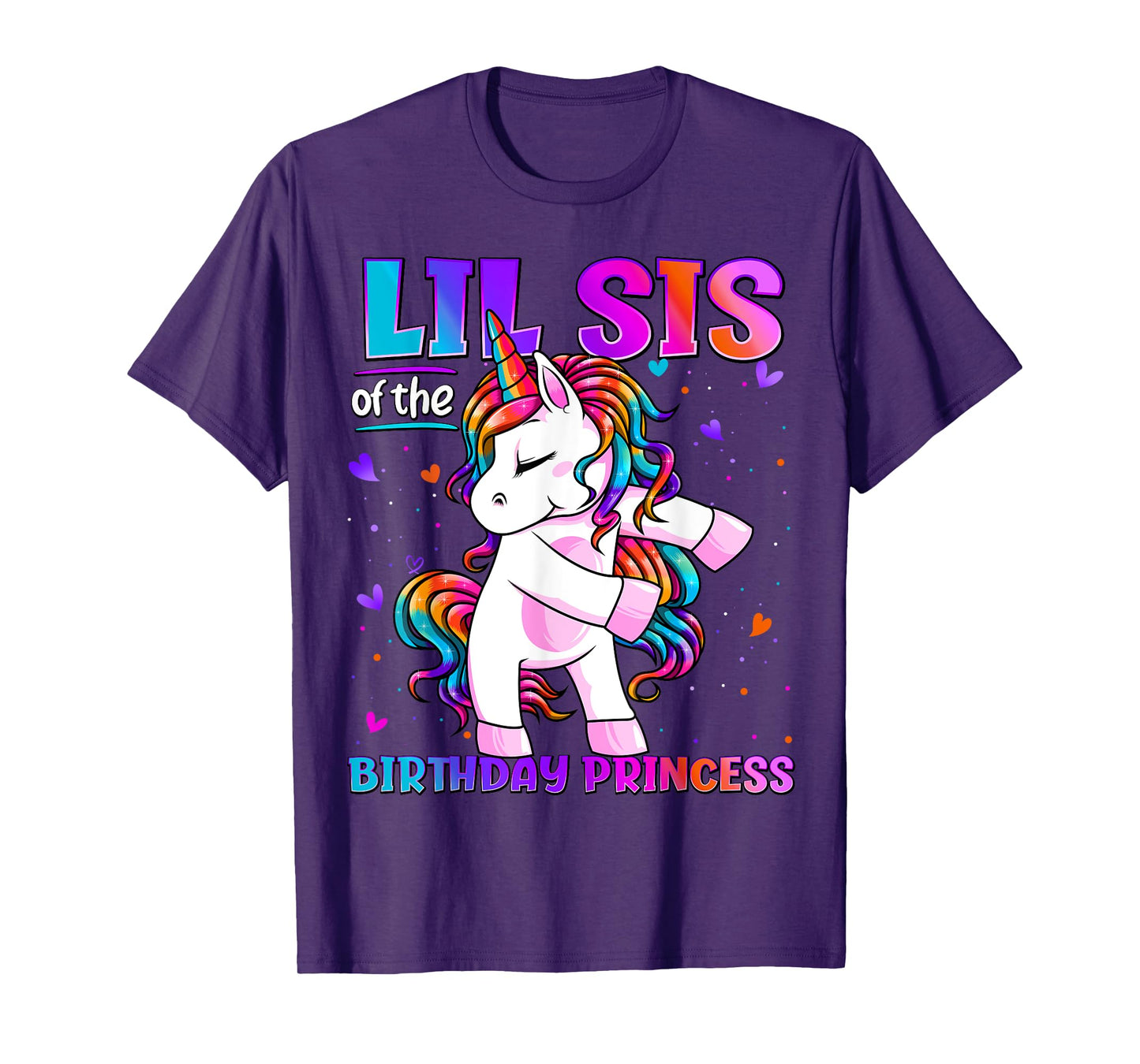 Lil Sis of the Birthday Princess Flossing Unicorn Lil Sister T-Shirt