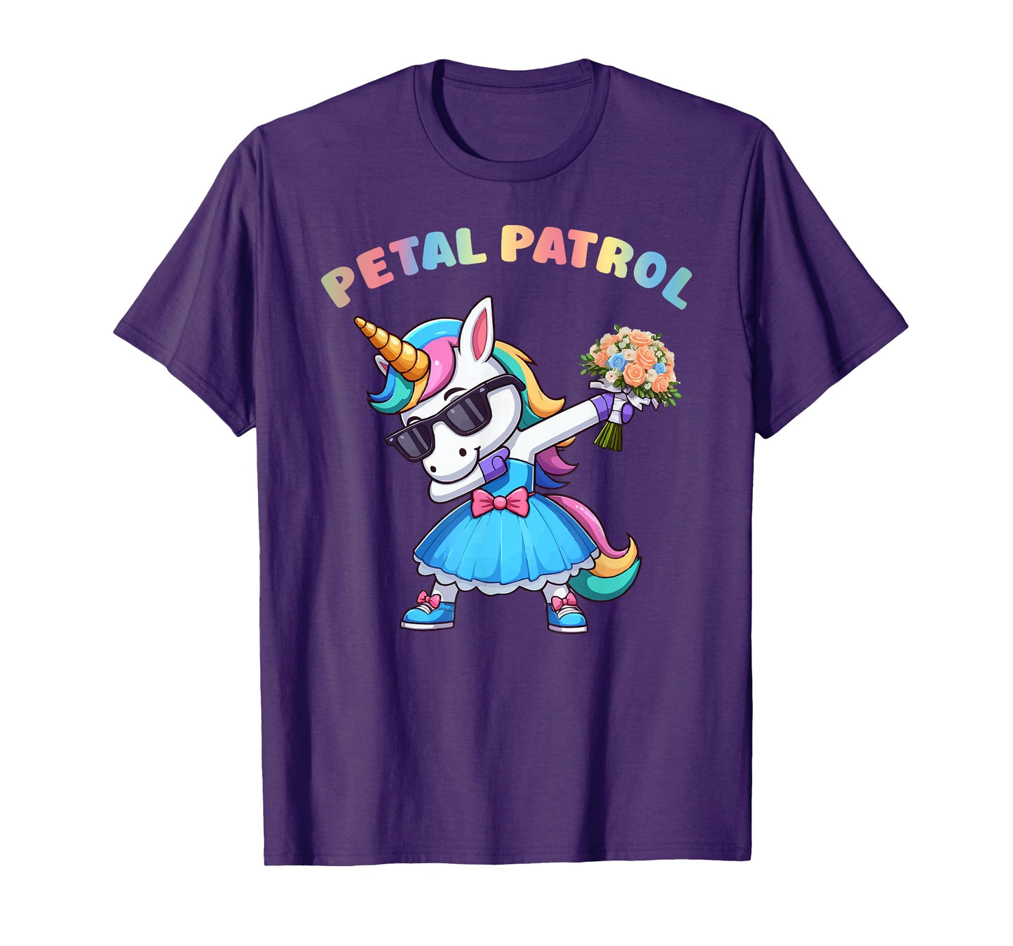Wedding Petal Patrol Flower Girl Unicorn Tee Bridesmaid T-Shirt