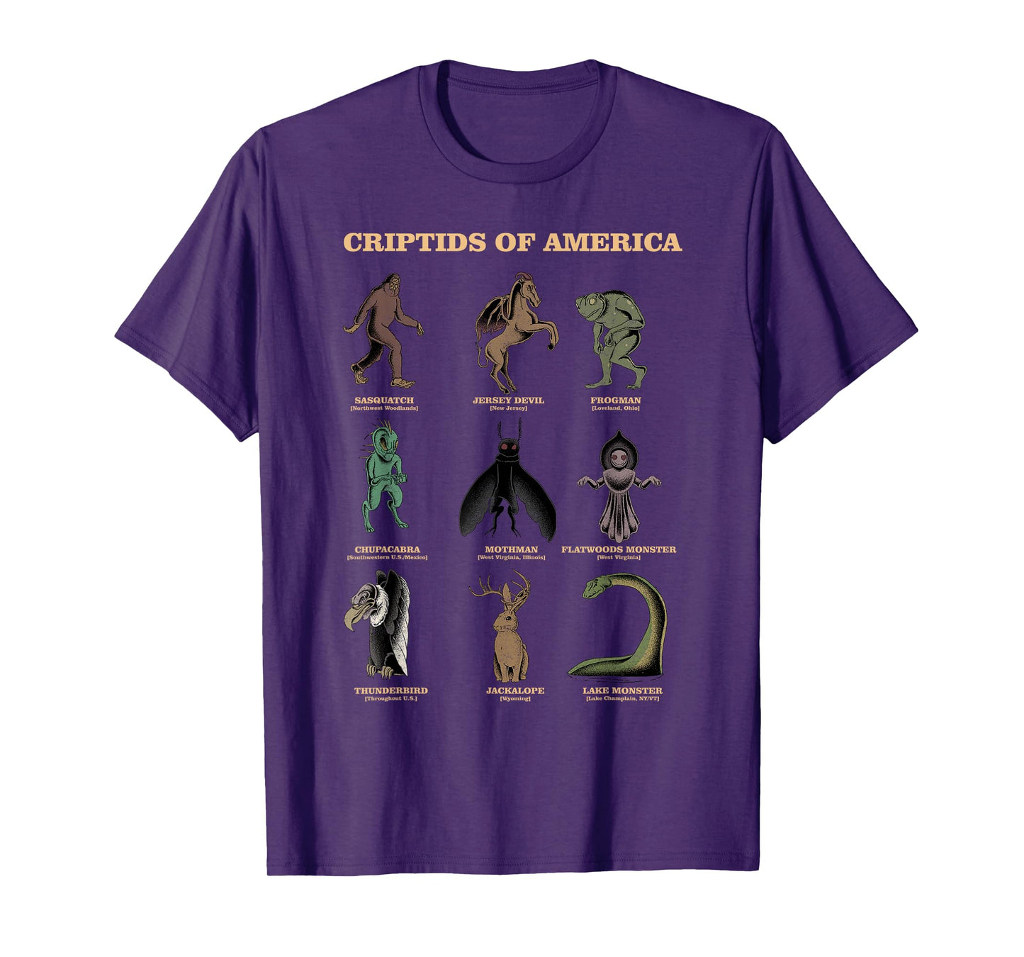 Cryptid Shirt Monster of America Educational Cryptozoology T-Shirt