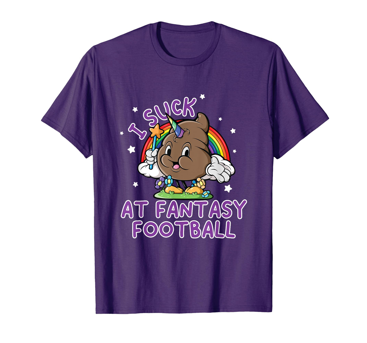 I Suck At Fantasy Football Loser Funny Pink Unicorn Poop T-Shirt