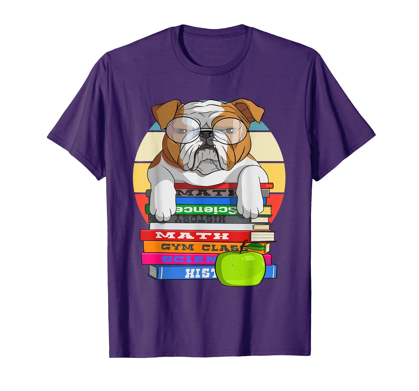 English Bulldog Back To School Book Worm Dog T-Shirt