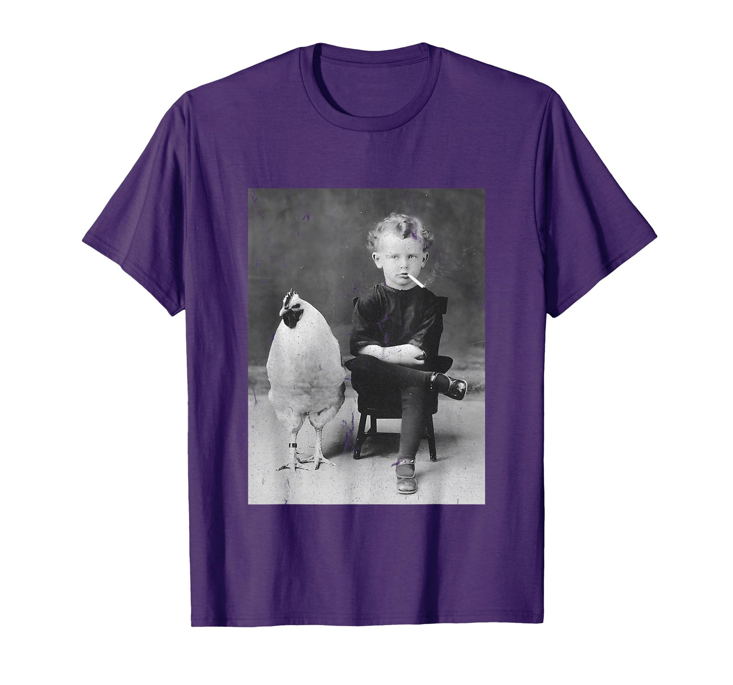 Smoking Boy With Chicken Vintage Bizarre Weird T-Shirt