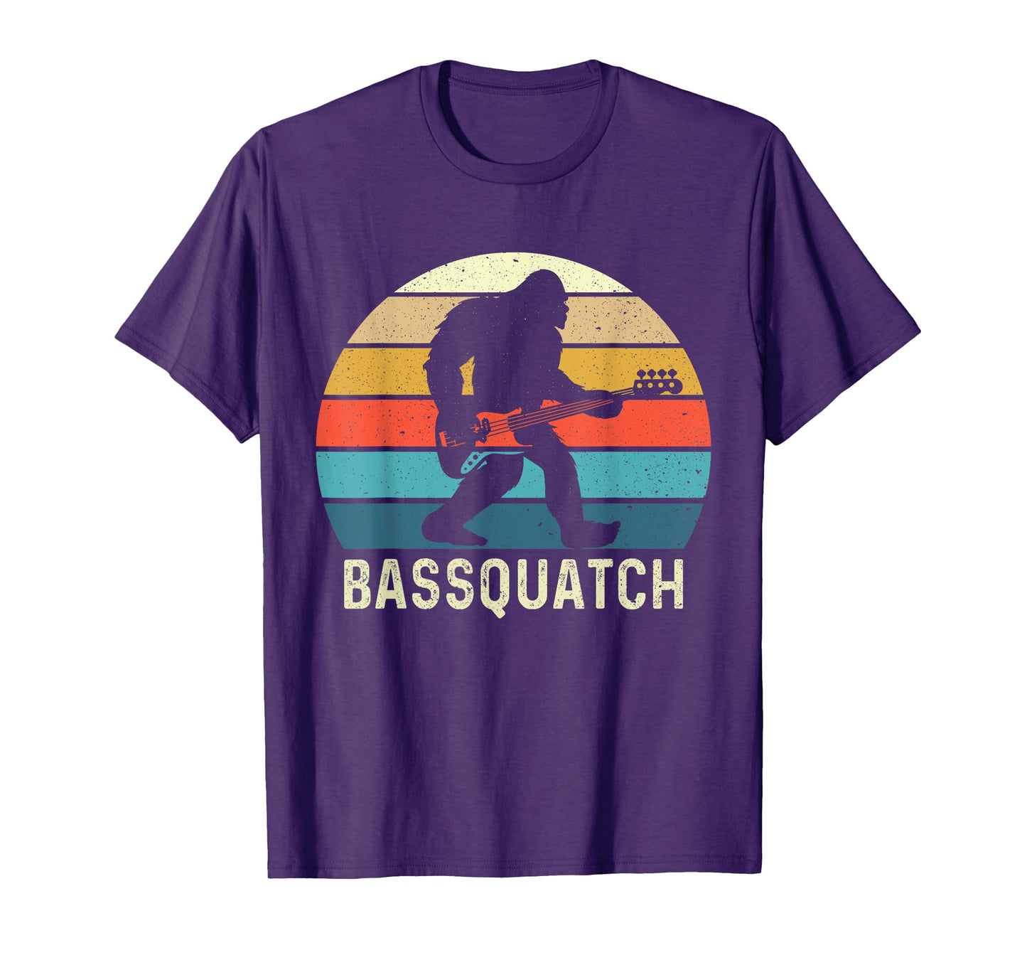 Bassquatch! Funny Bigfoot Guitar Outdoor Retro T-Shirt, Small, Black
