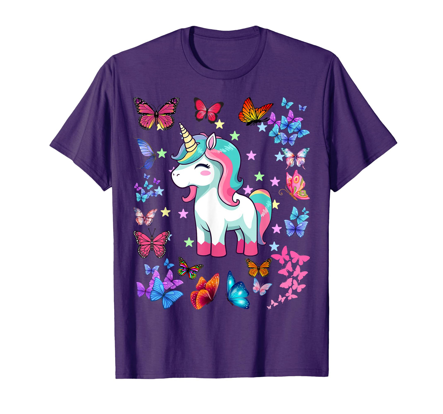 Gifts For Girls Unicorn Butterflies Graphic Tees Kids T-Shirt