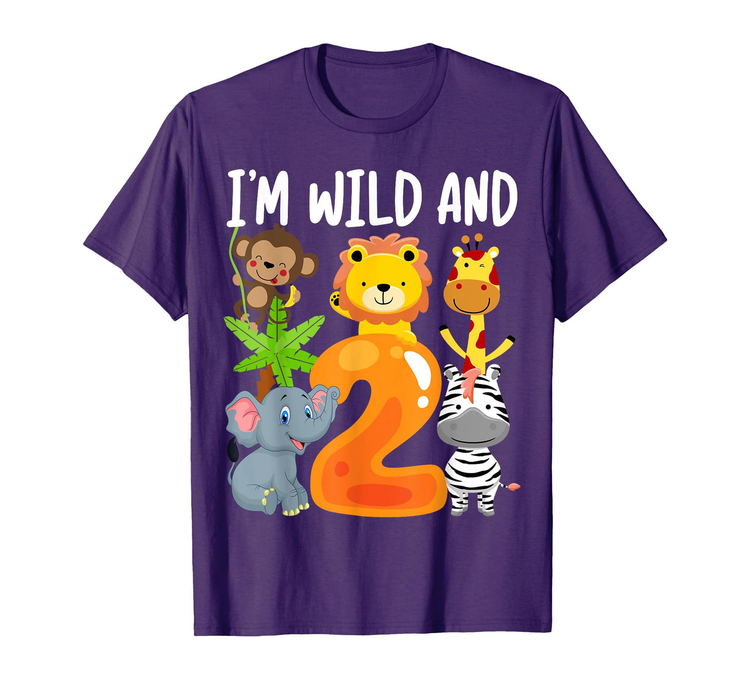 I'm Wild and 2 Two Zoo 2nd Birthday Safari Jungle Animals T-Shirt
