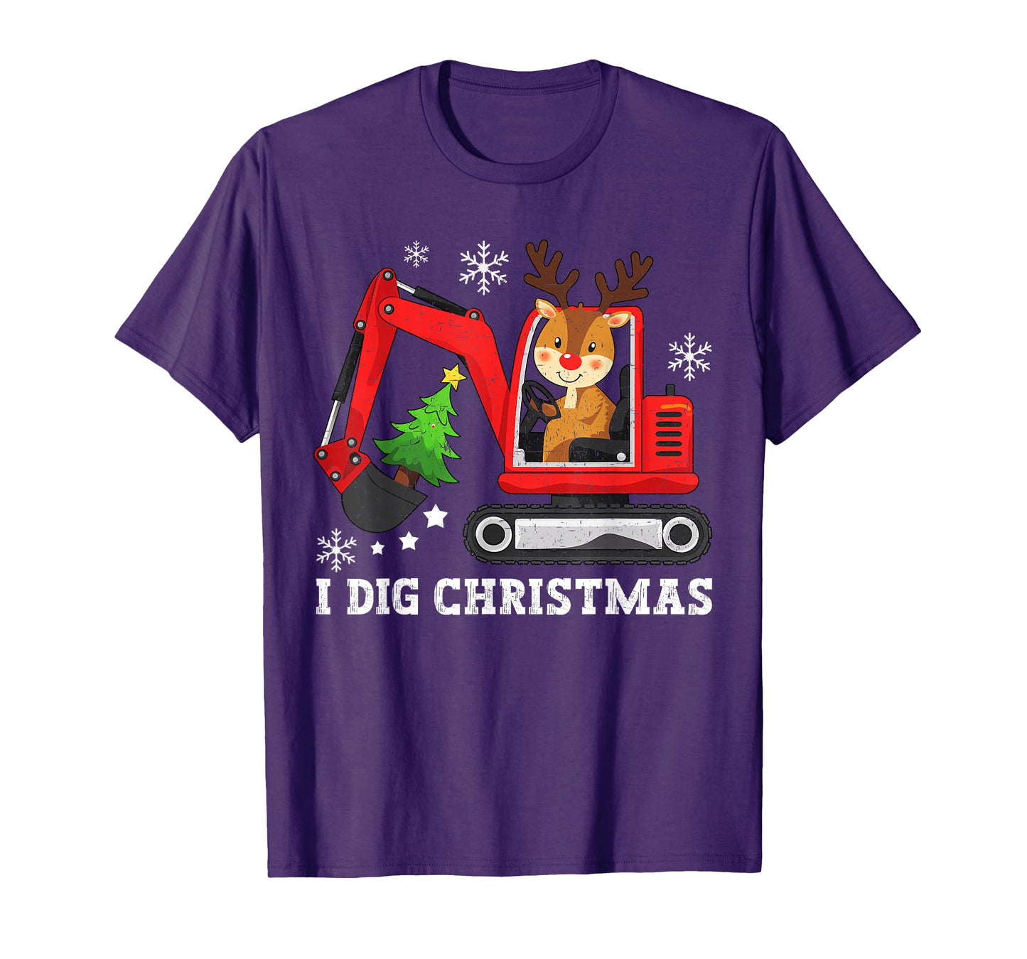 Reindeer Dig Christmas Cute Xmas Excavator Kids Boy Toddler T-Shirt