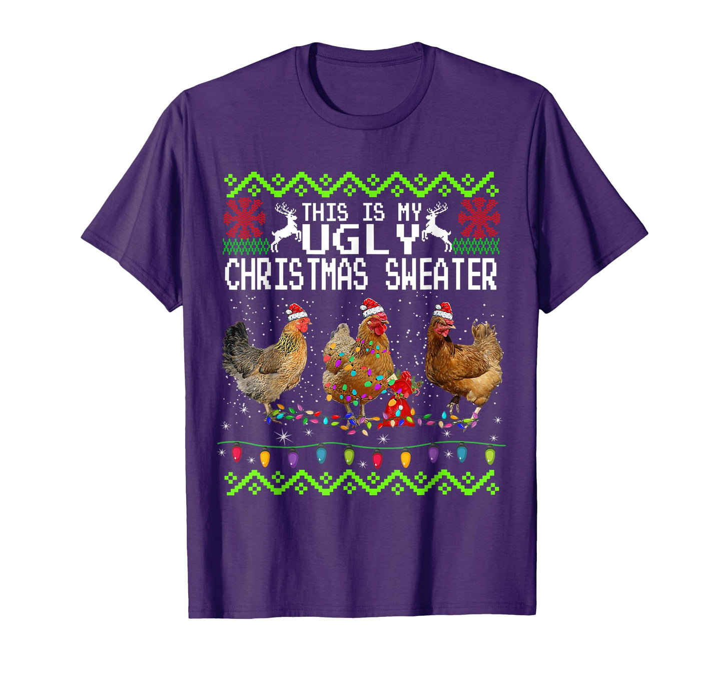 Chicken Christmas This Is My Ugly Sweater Funny T-Shirt