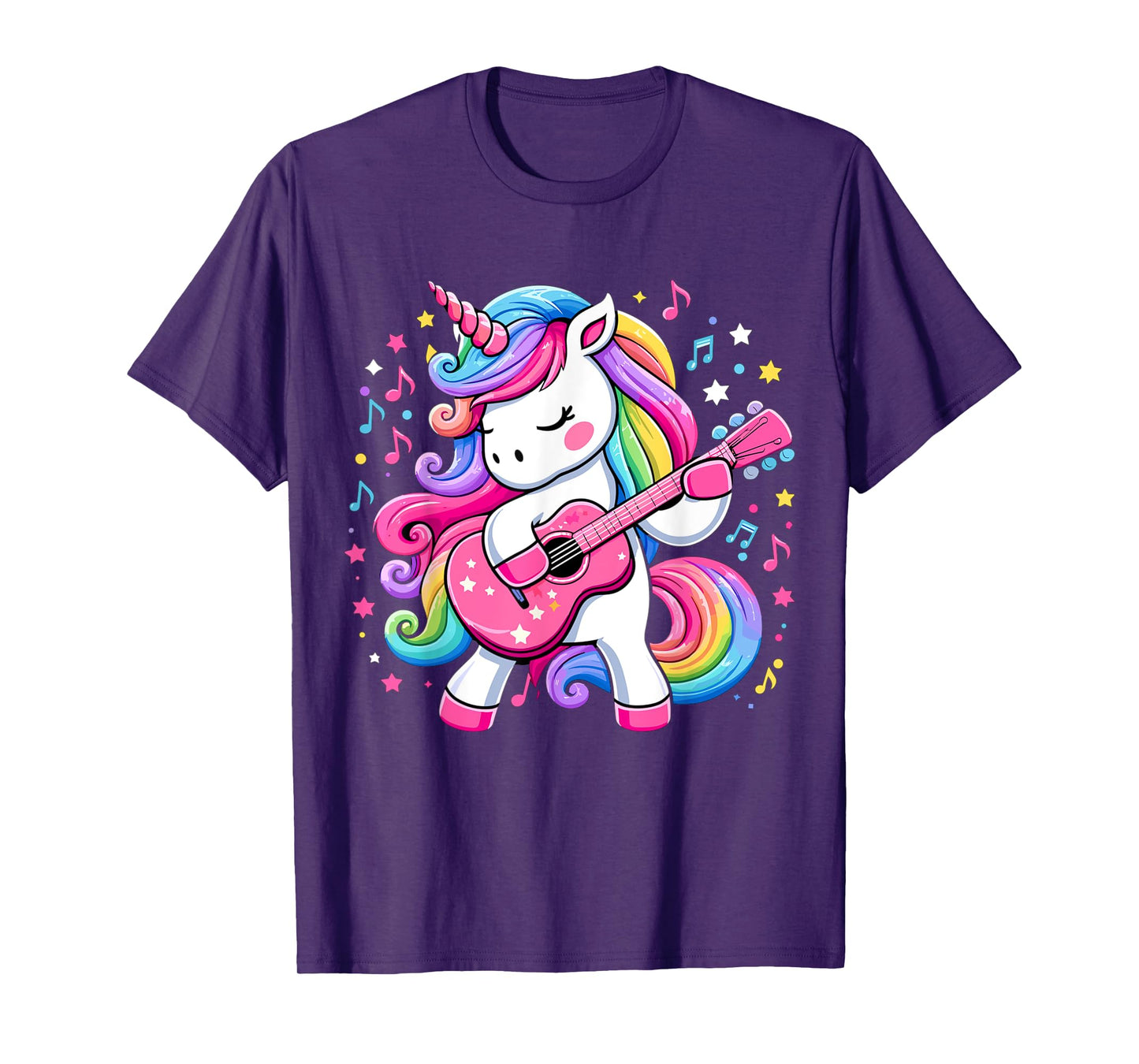 Unicorn Birthday Party Playing Guitar Music T-Shirt