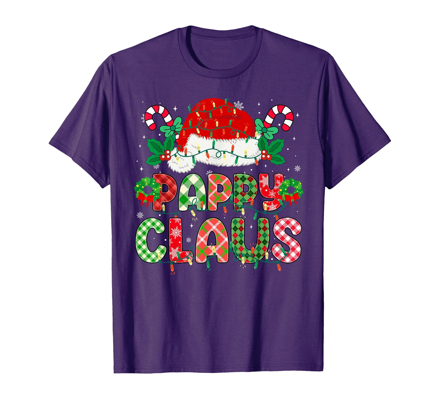 Pappy Claus Christmas Lights Pajama Family Matching Grandpa T-Shirt